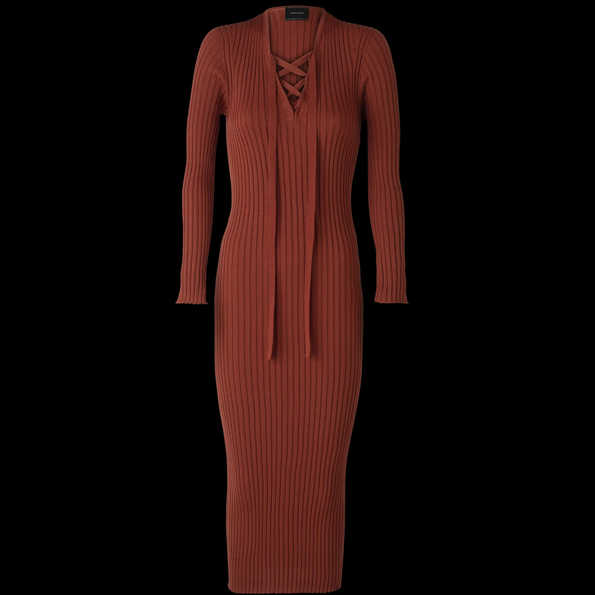 Cheap Longchamp Abito lungo aderente Castagna