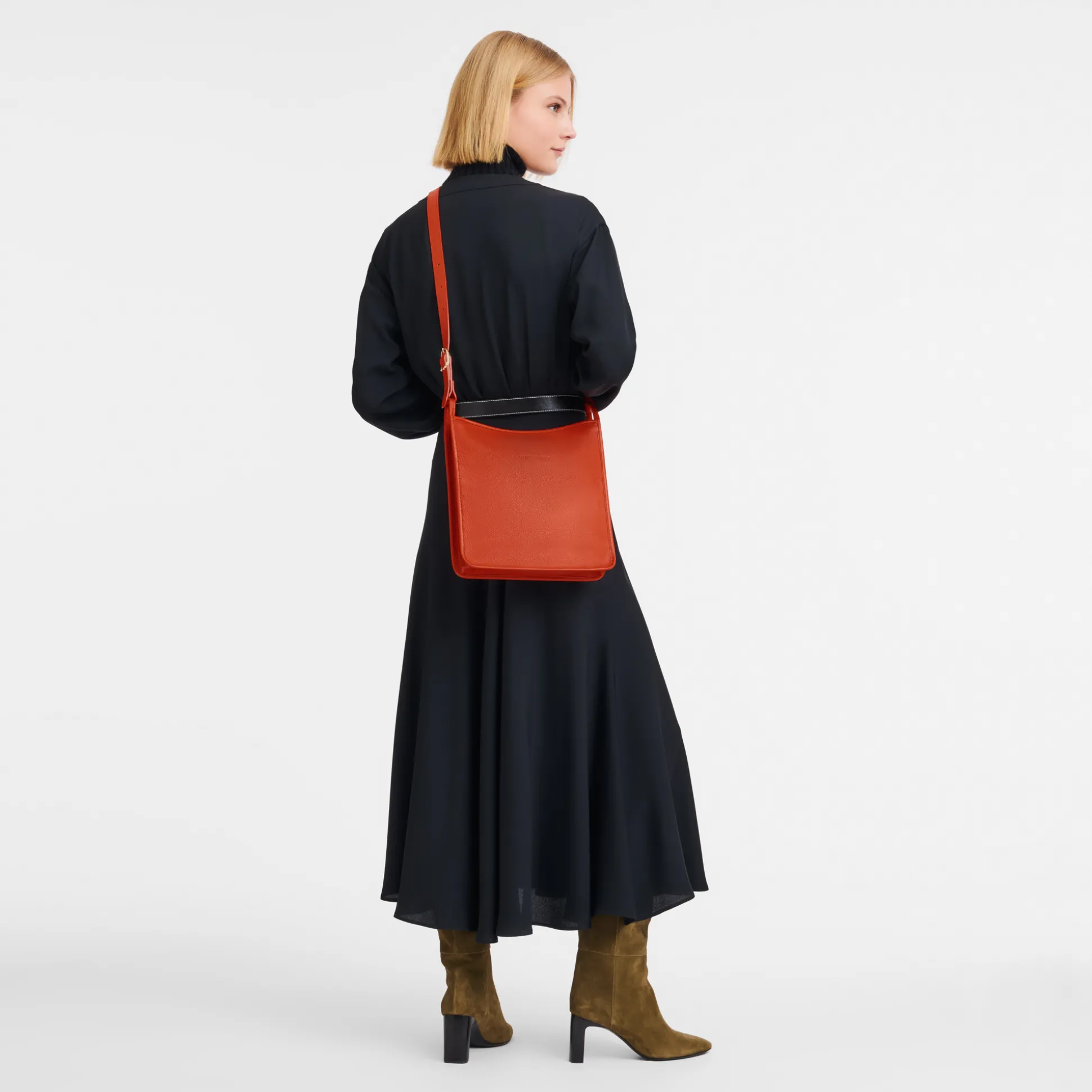 Cheap Longchamp Borsa a tracolla con zip M Paprica