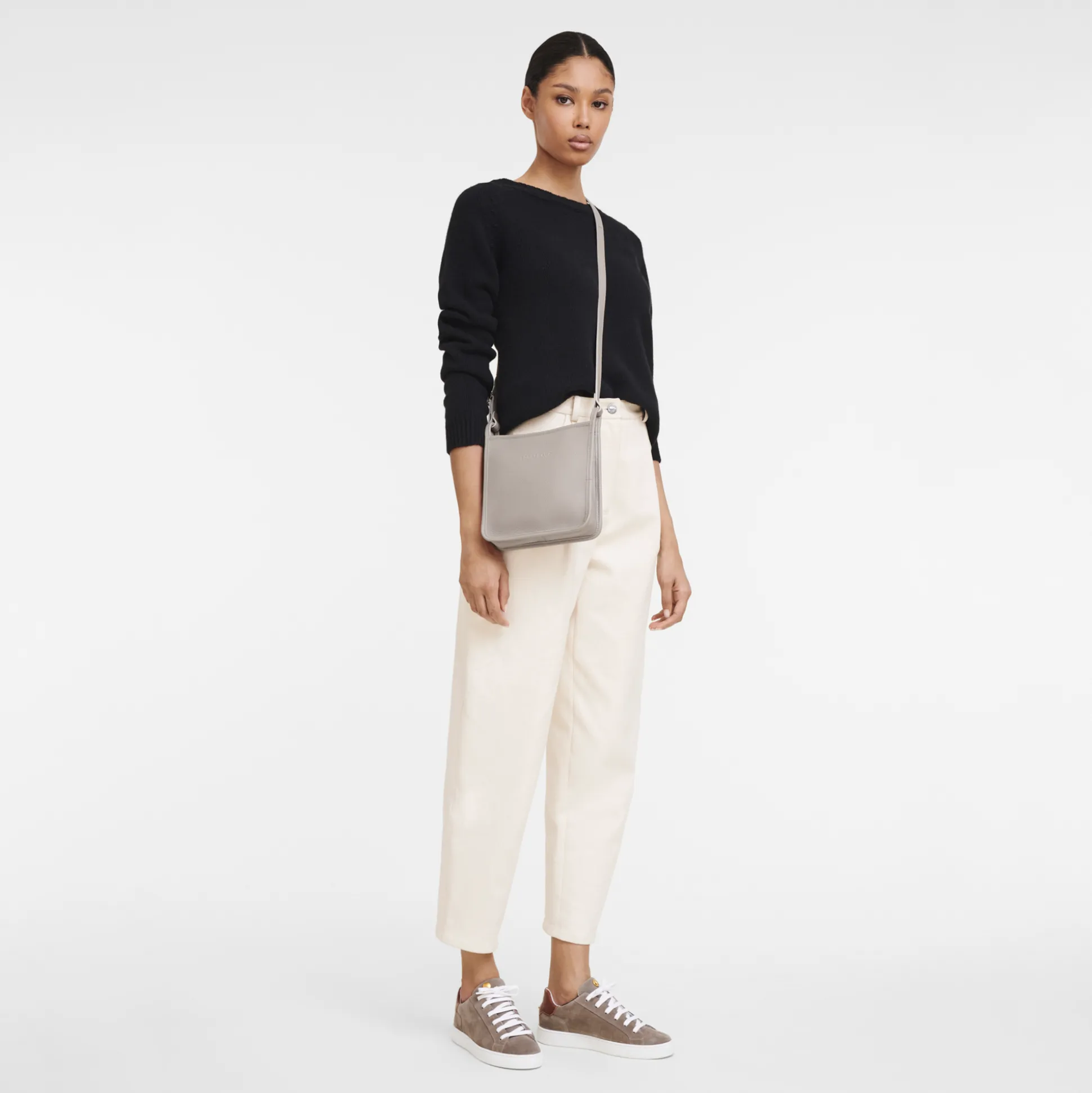 Discount Longchamp Borsa a tracolla con zip S Tortora