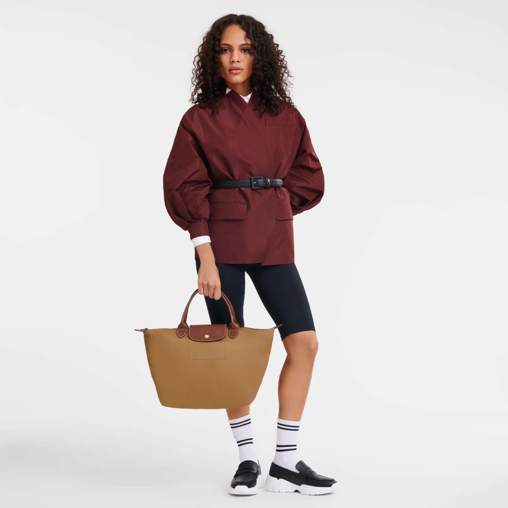 Hot Longchamp Borsa con manico M Camoscio