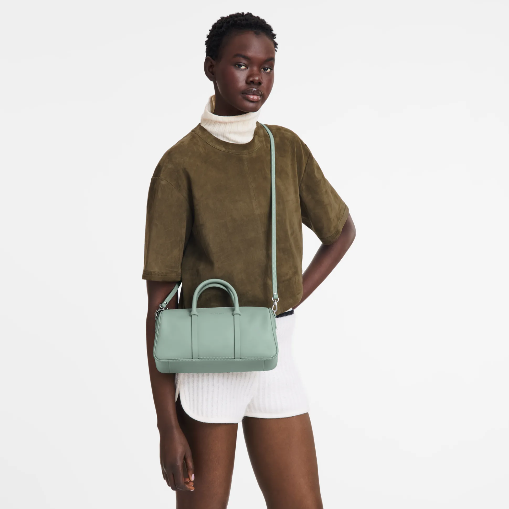 Cheap Longchamp Borsa con manico M VerdePallido