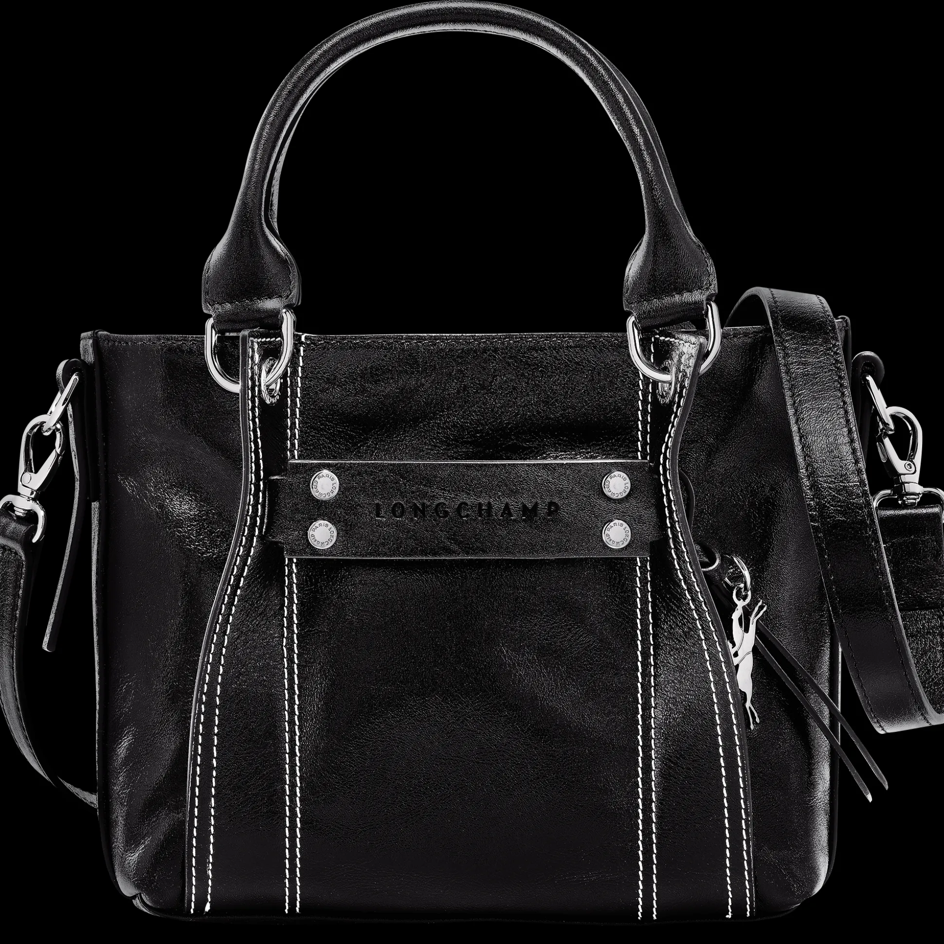Cheap Longchamp Borsa con manico S Nero