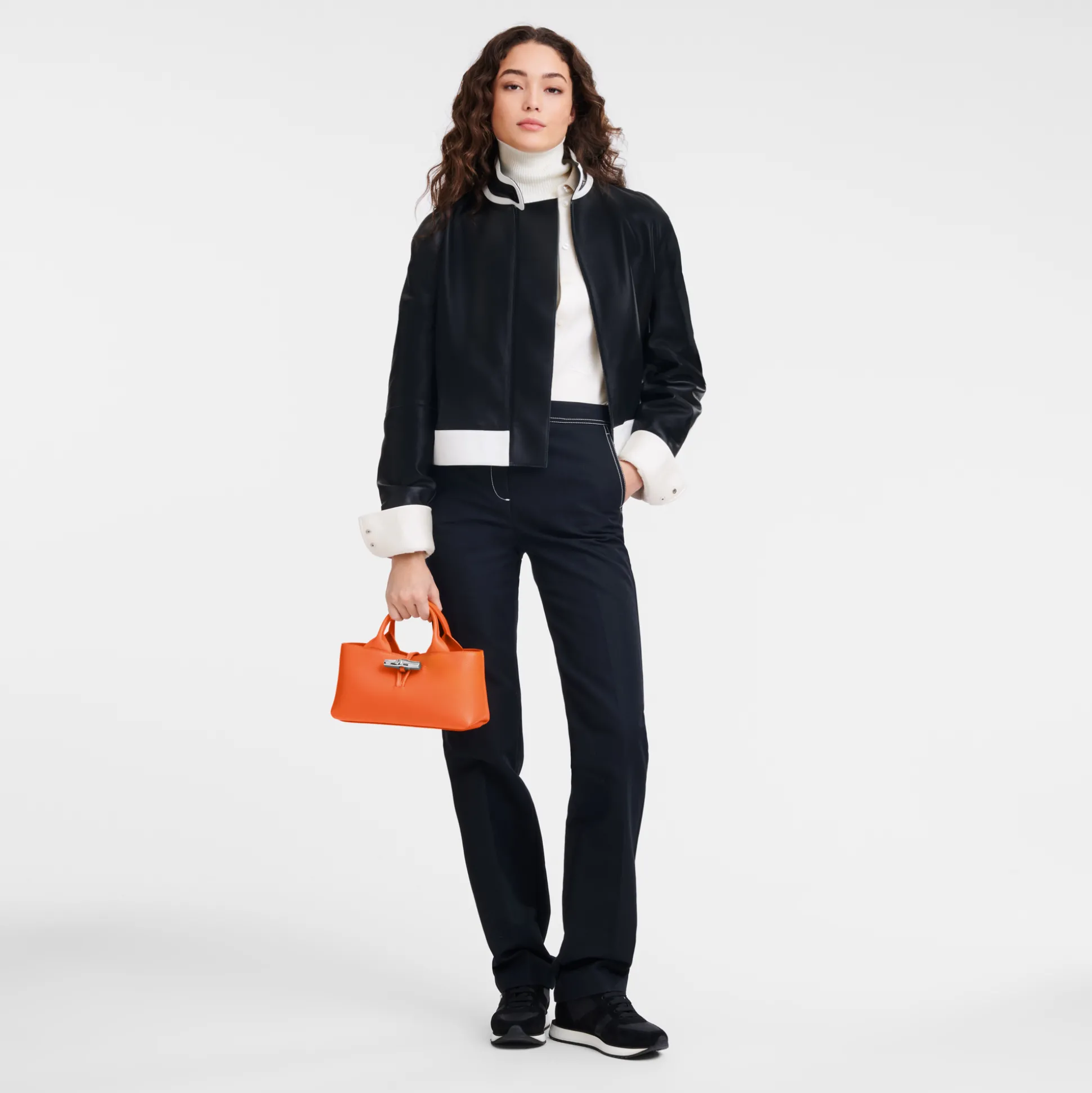 Cheap Longchamp Borsa con manico S Arancio