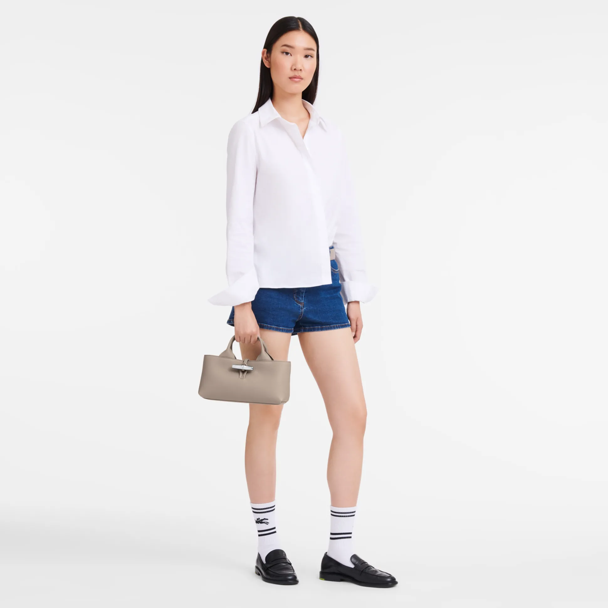 Cheap Longchamp Borsa con manico S Argilla