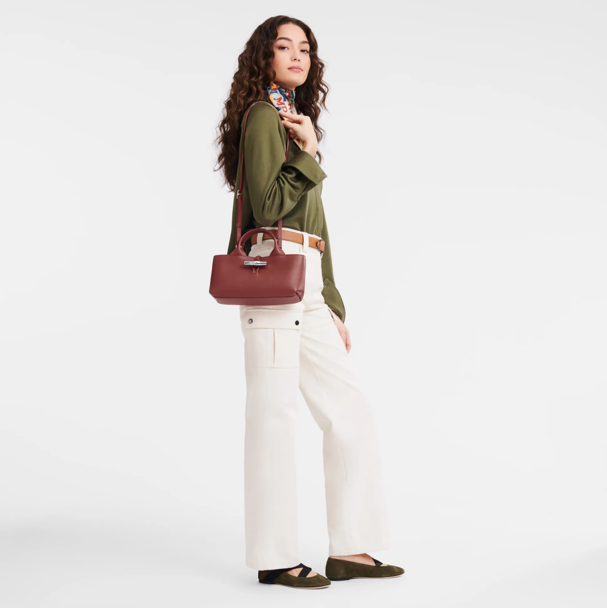 Clearance Longchamp Borsa con manico S Castagna