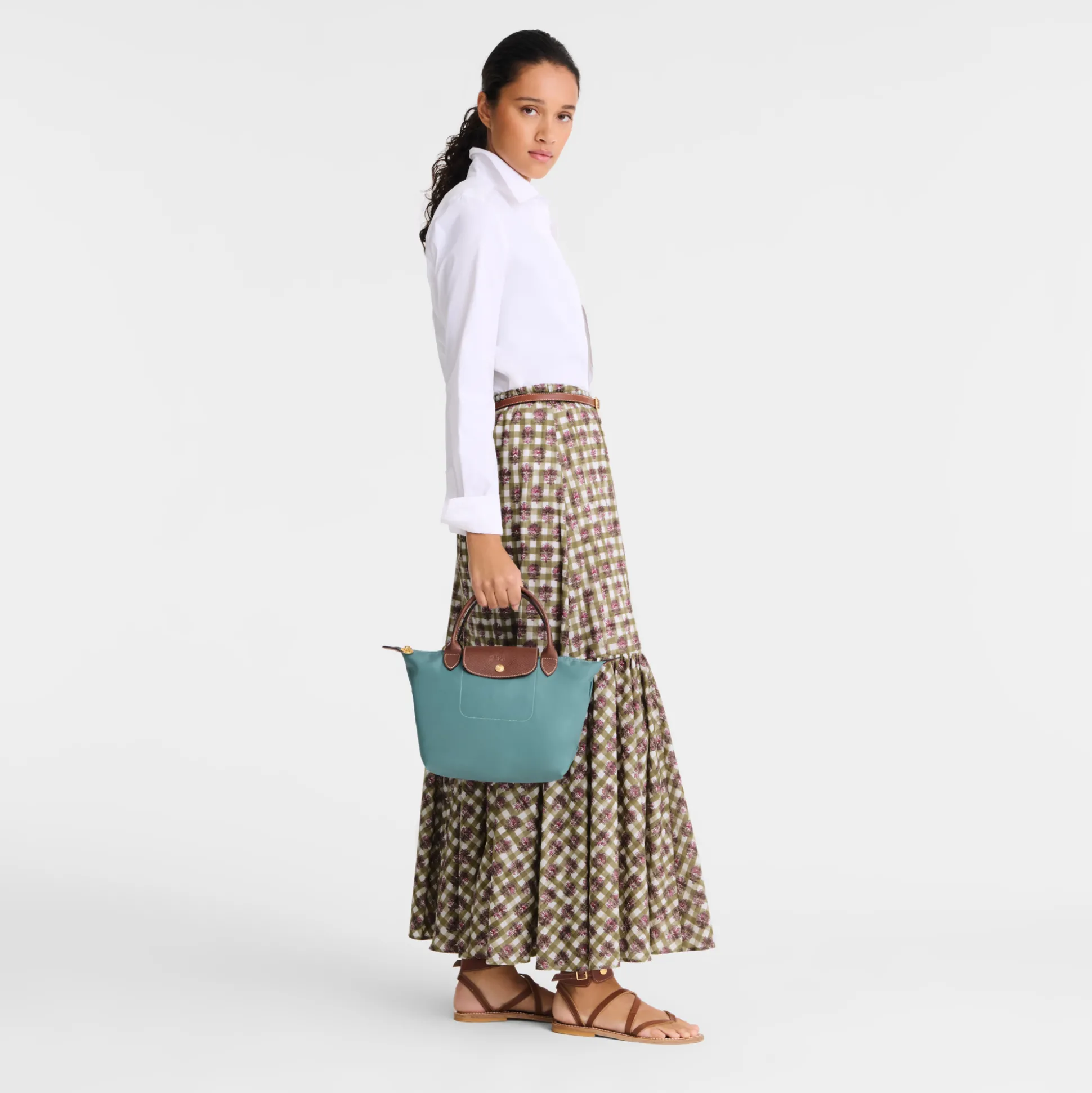 Cheap Longchamp Borsa con manico S Eucalipto