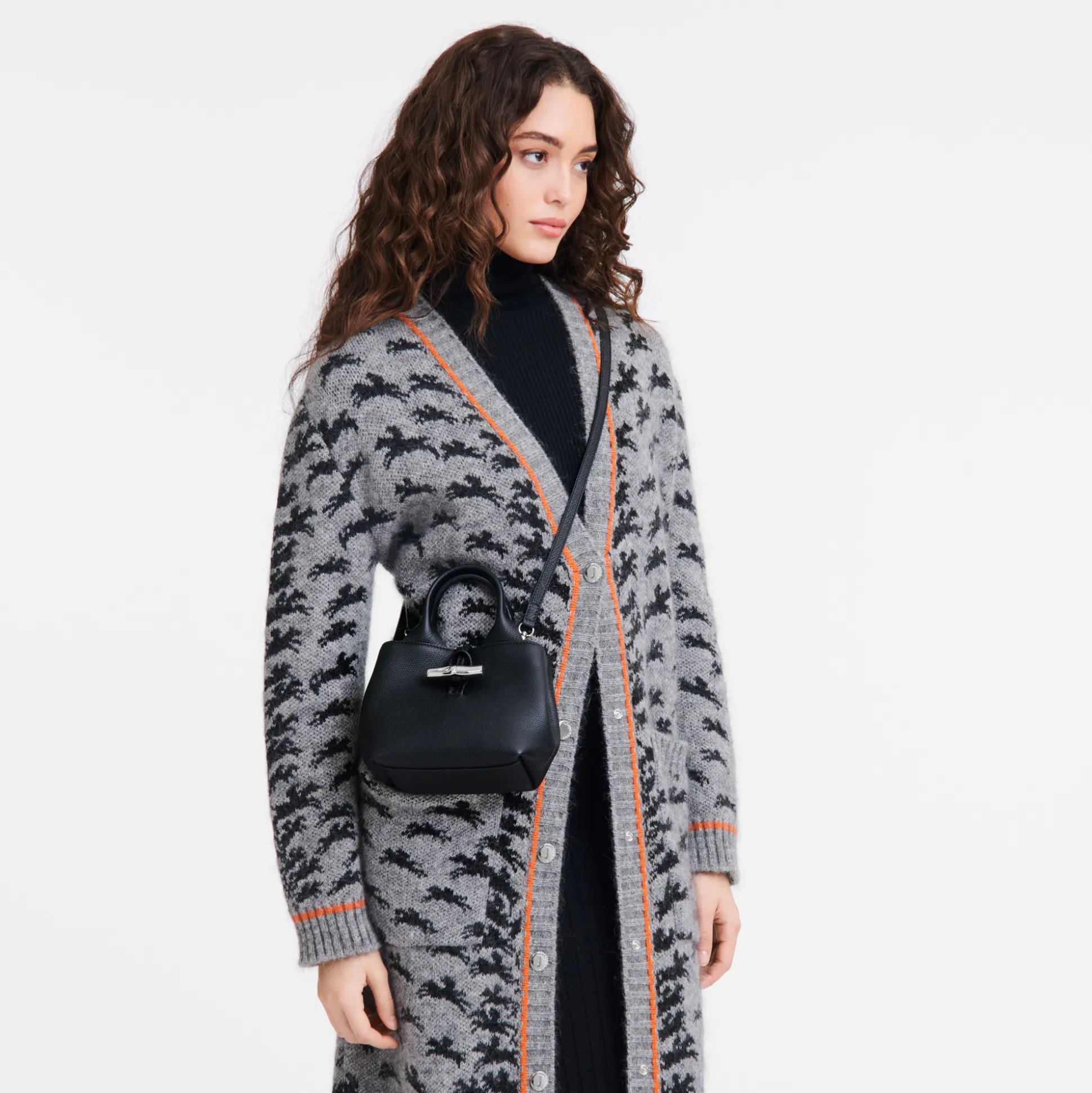 Cheap Longchamp Borsa con manico XS Nero