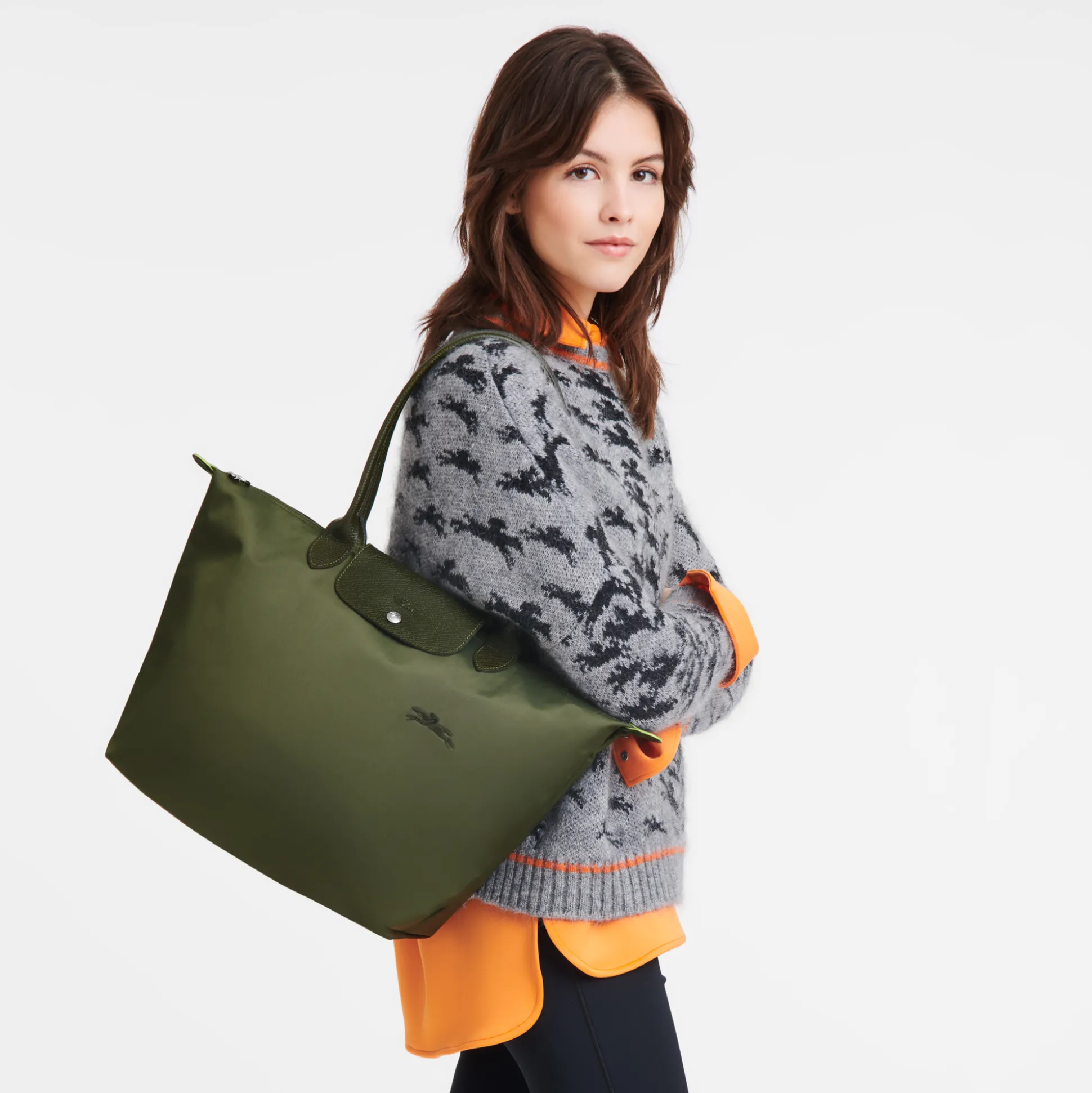 Shop Longchamp Borsa da spalla L VerdeForesta
