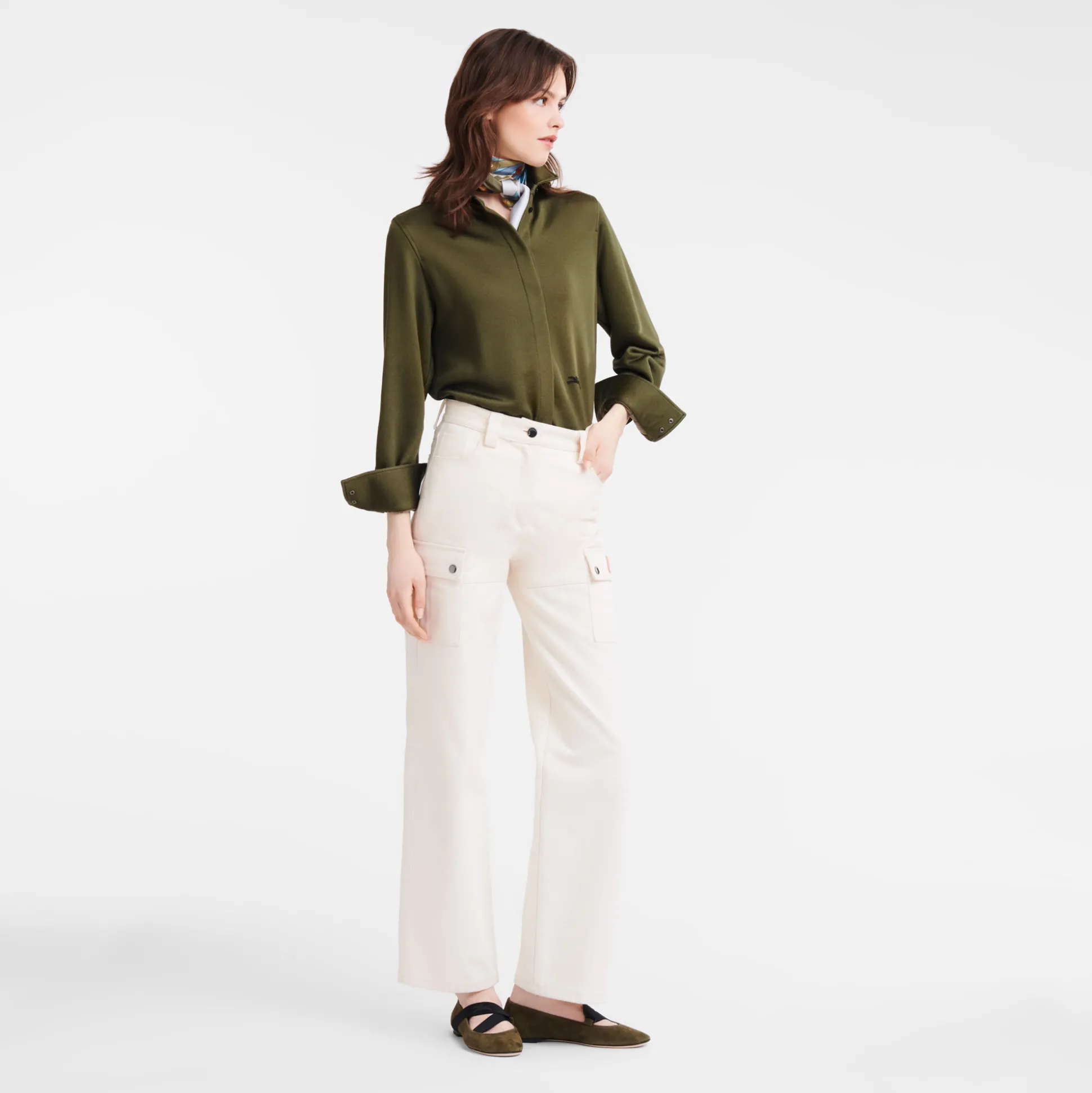 camicia_dritta_1.webp Online Longchamp Camicia dritta Kaki