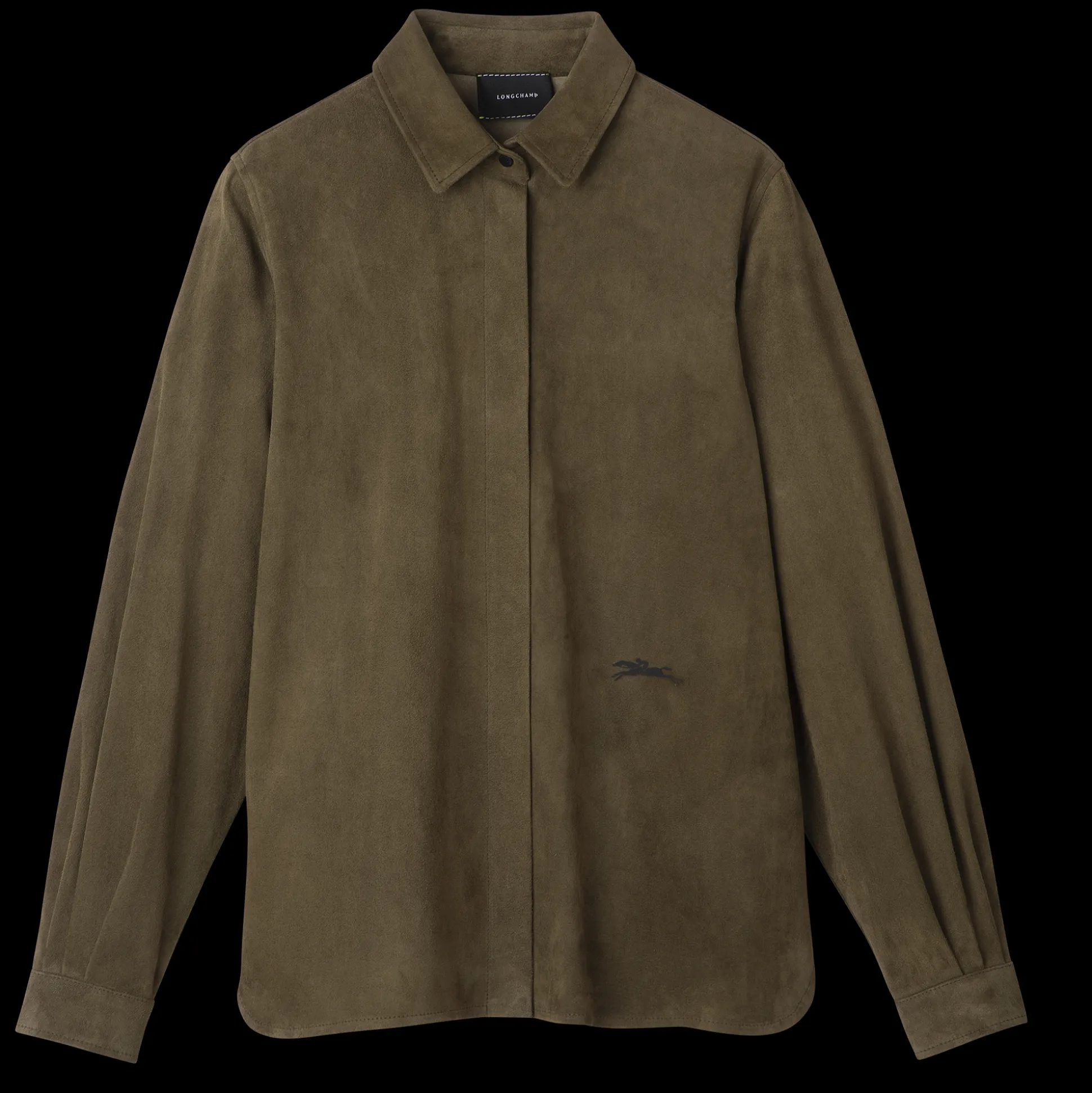 Hot Longchamp Camicia dritta in pelle Kaki