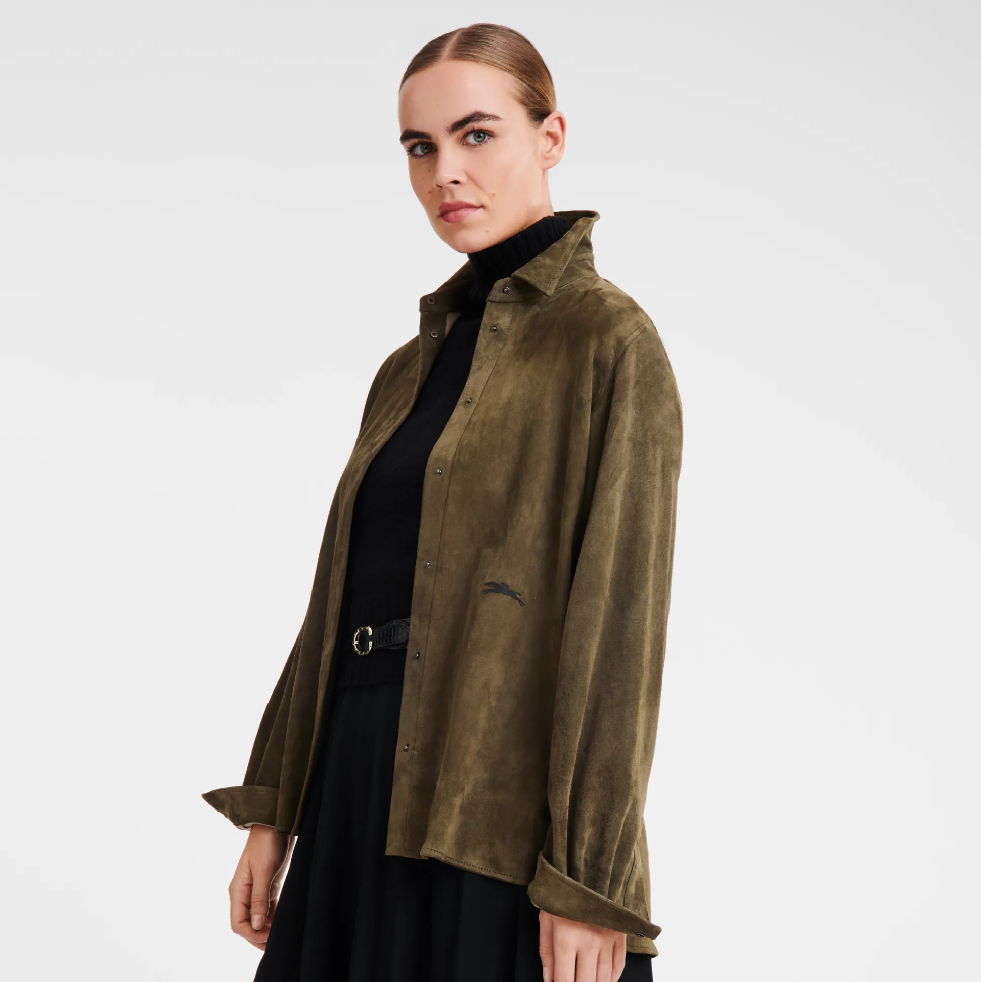 camicia_dritta_in_pelle_3.webp Hot Longchamp Camicia dritta in pelle Kaki