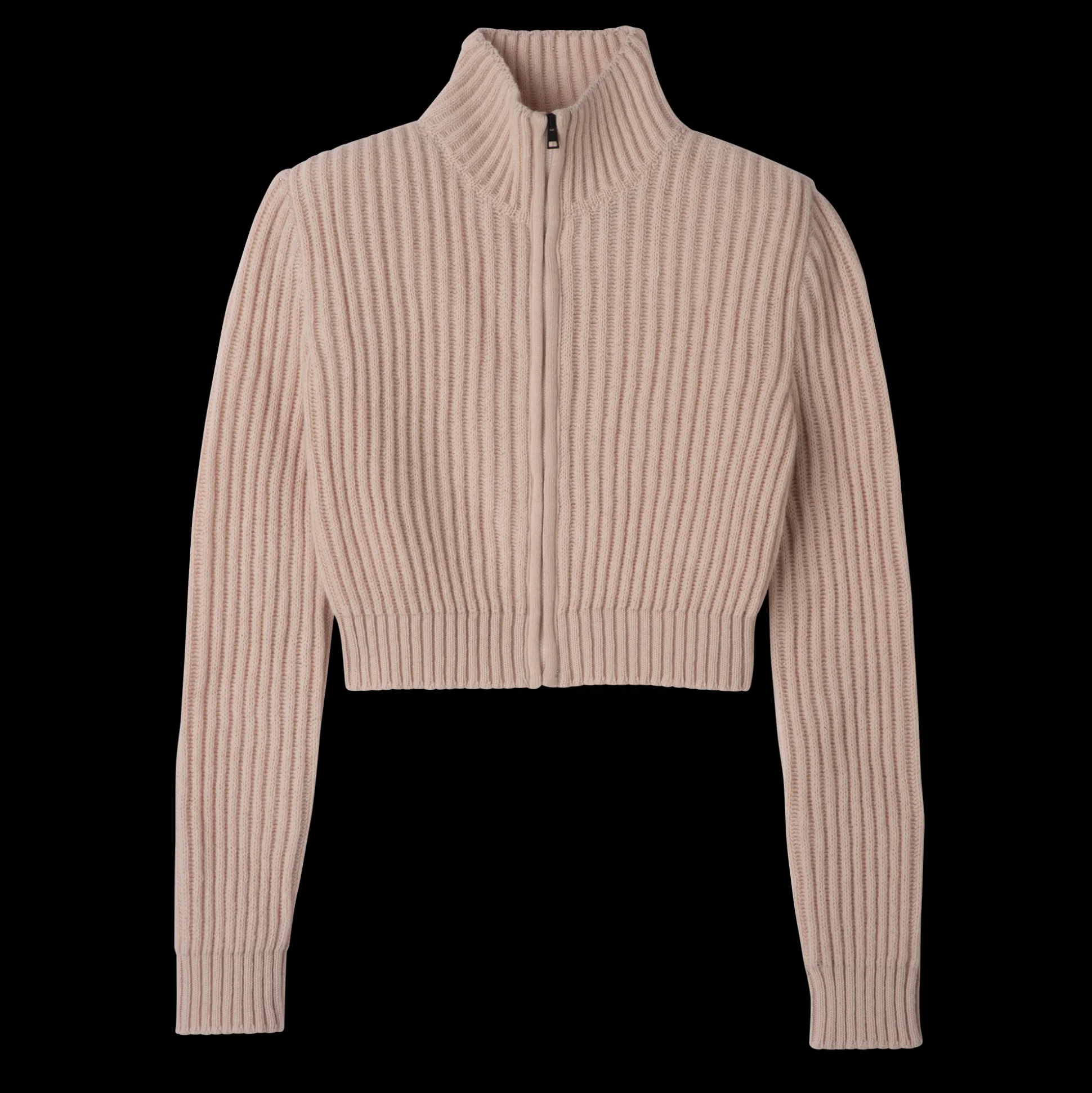 Hot Longchamp Cardigan corto con collo a cerniera BeigePelle