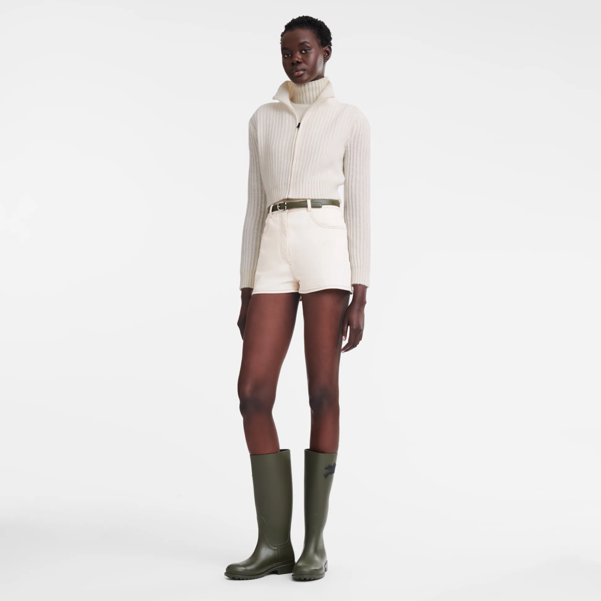 Discount Longchamp Cardigan corto con collo a cerniera Greggio