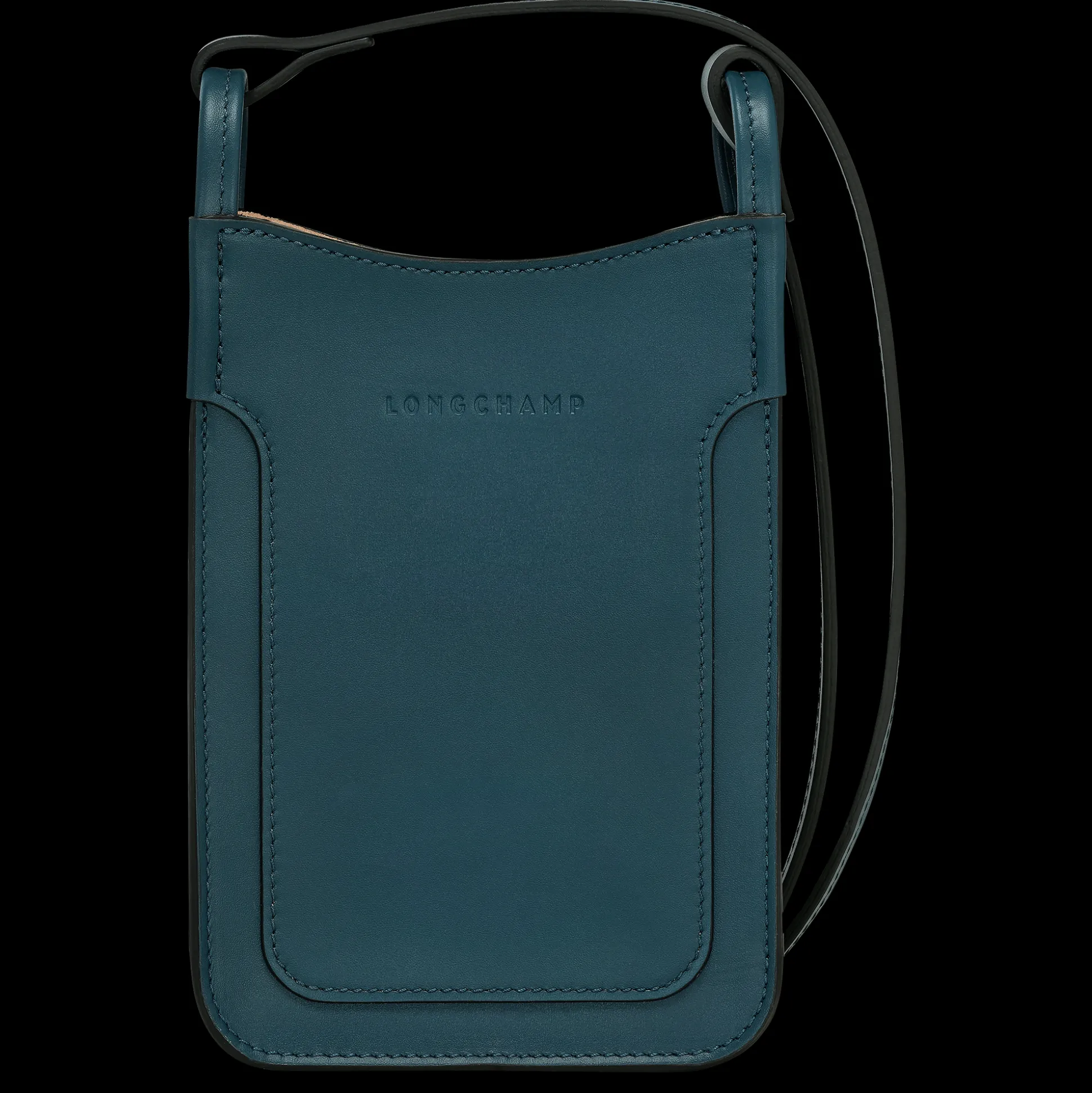 Clearance Longchamp Custodia per cellulare con laccio in cuoio Inchiostro