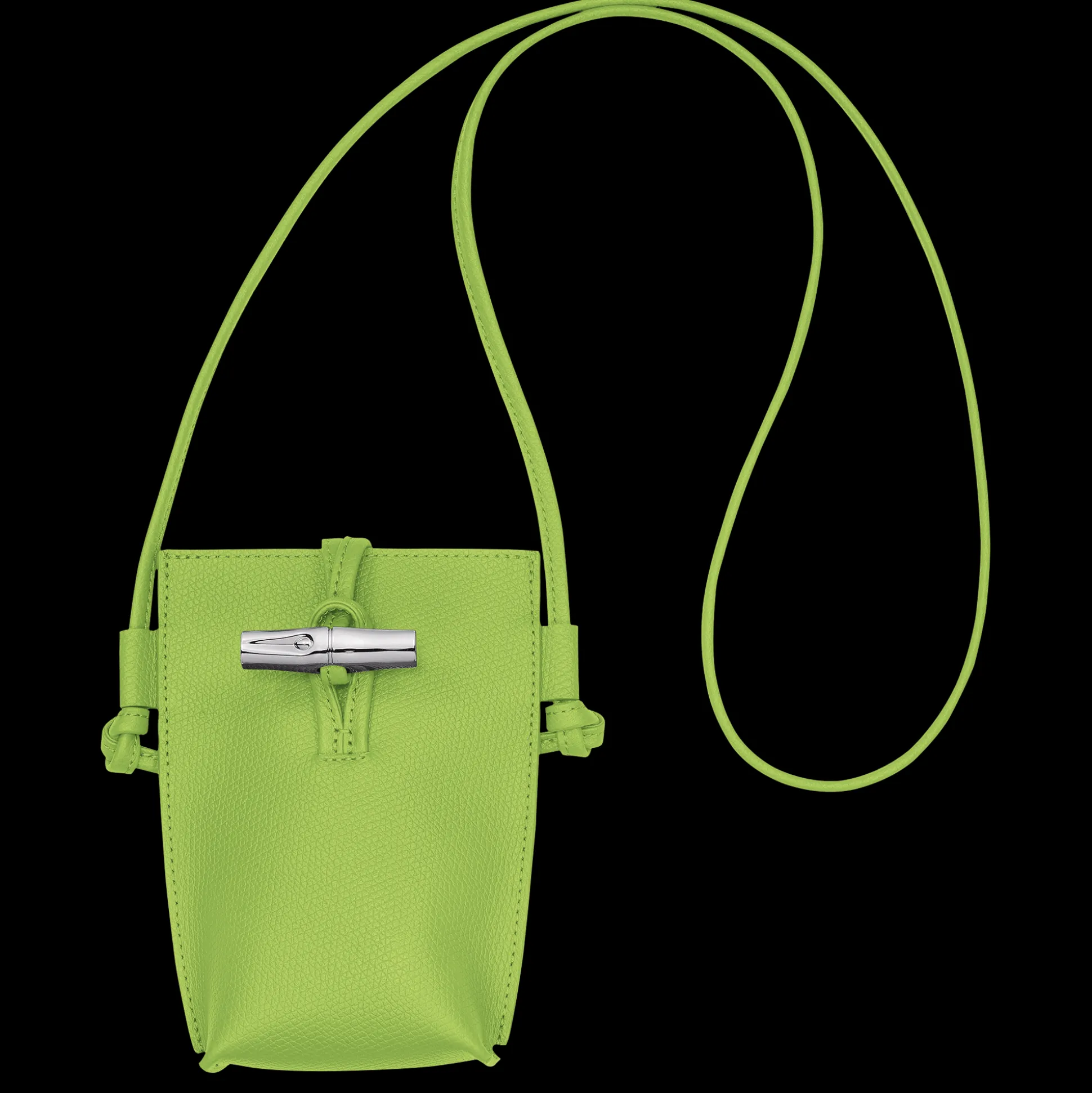 Cheap Longchamp Custodia per cellulare con laccio in cuoio Verde