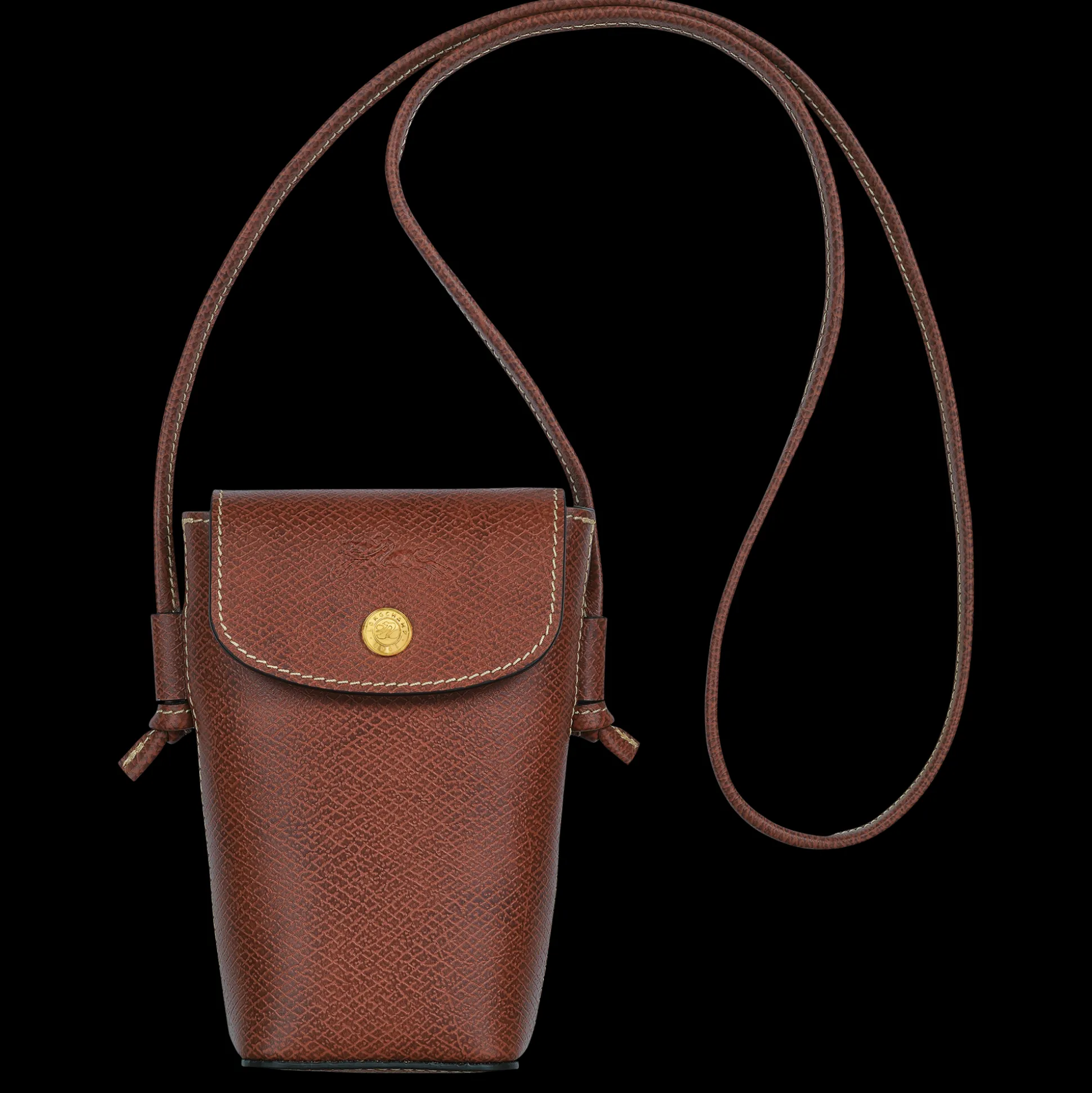 Hot Longchamp Custodia per cellulare con laccio in cuoio Marrone