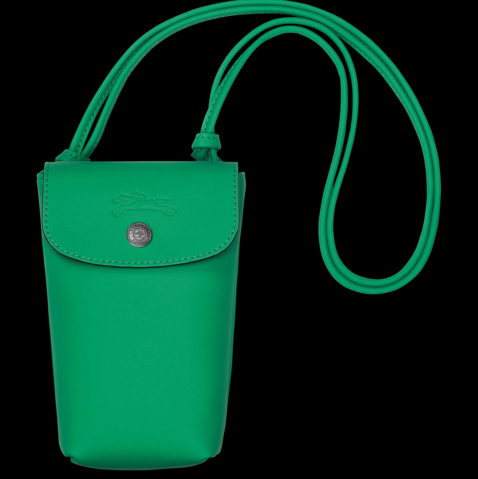 Fashion Longchamp Custodia per cellulare con laccio in cuoio Verde
