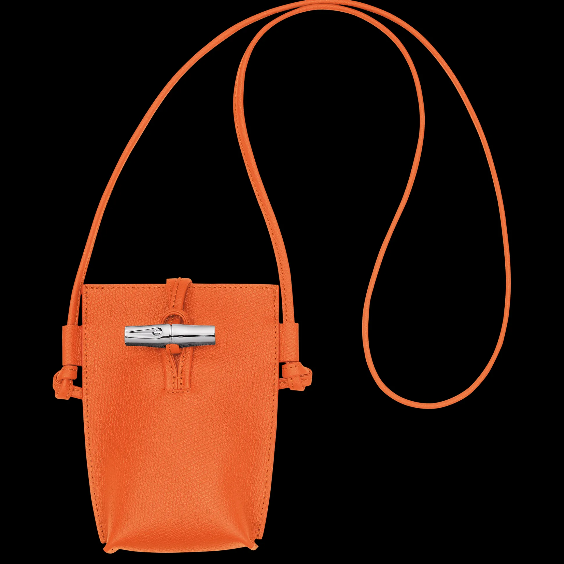 Clearance Longchamp Custodia per cellulare con laccio in cuoio Arancio