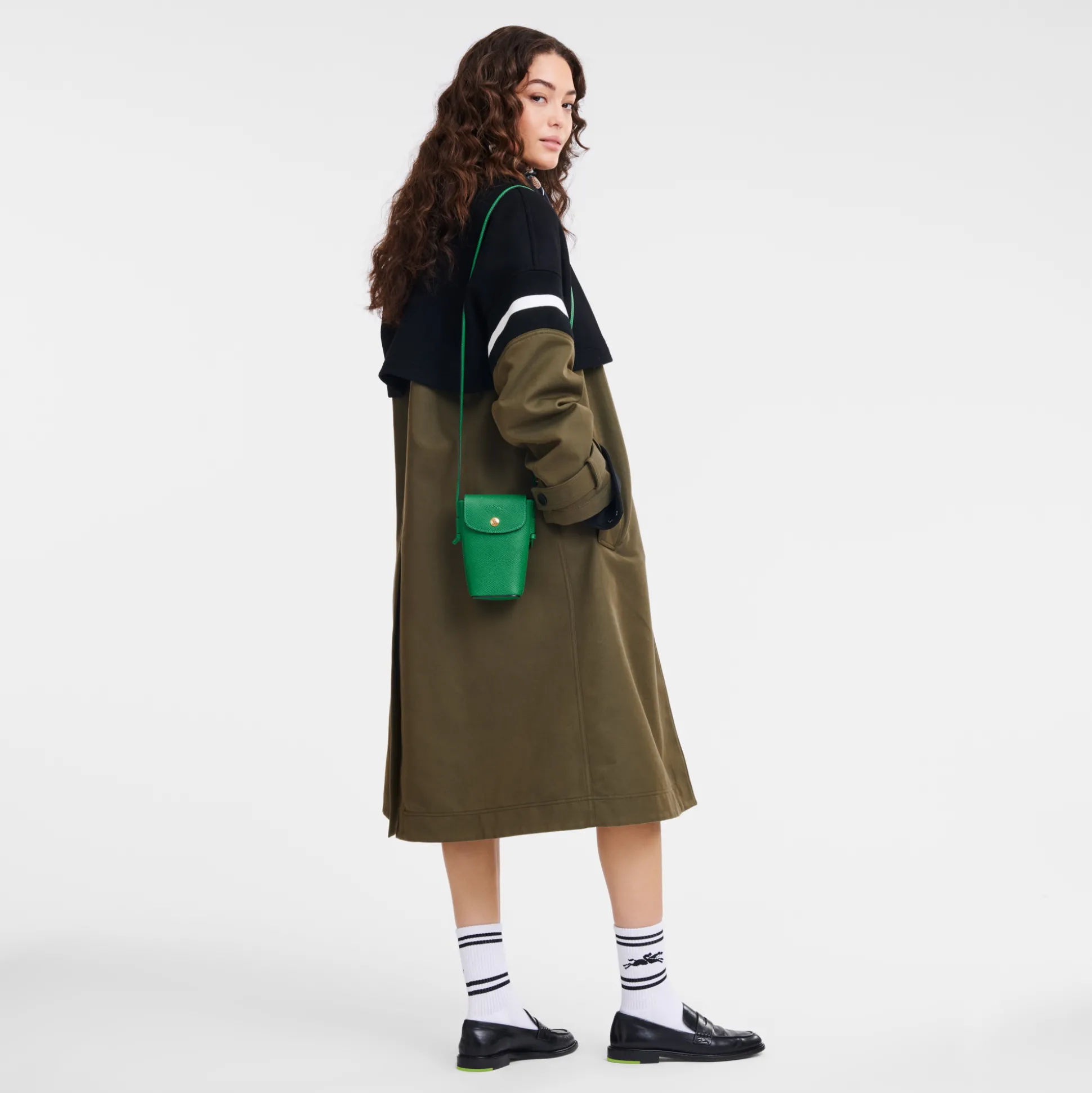 Flash Sale Longchamp Custodia per cellulare con laccio in cuoio Verde
