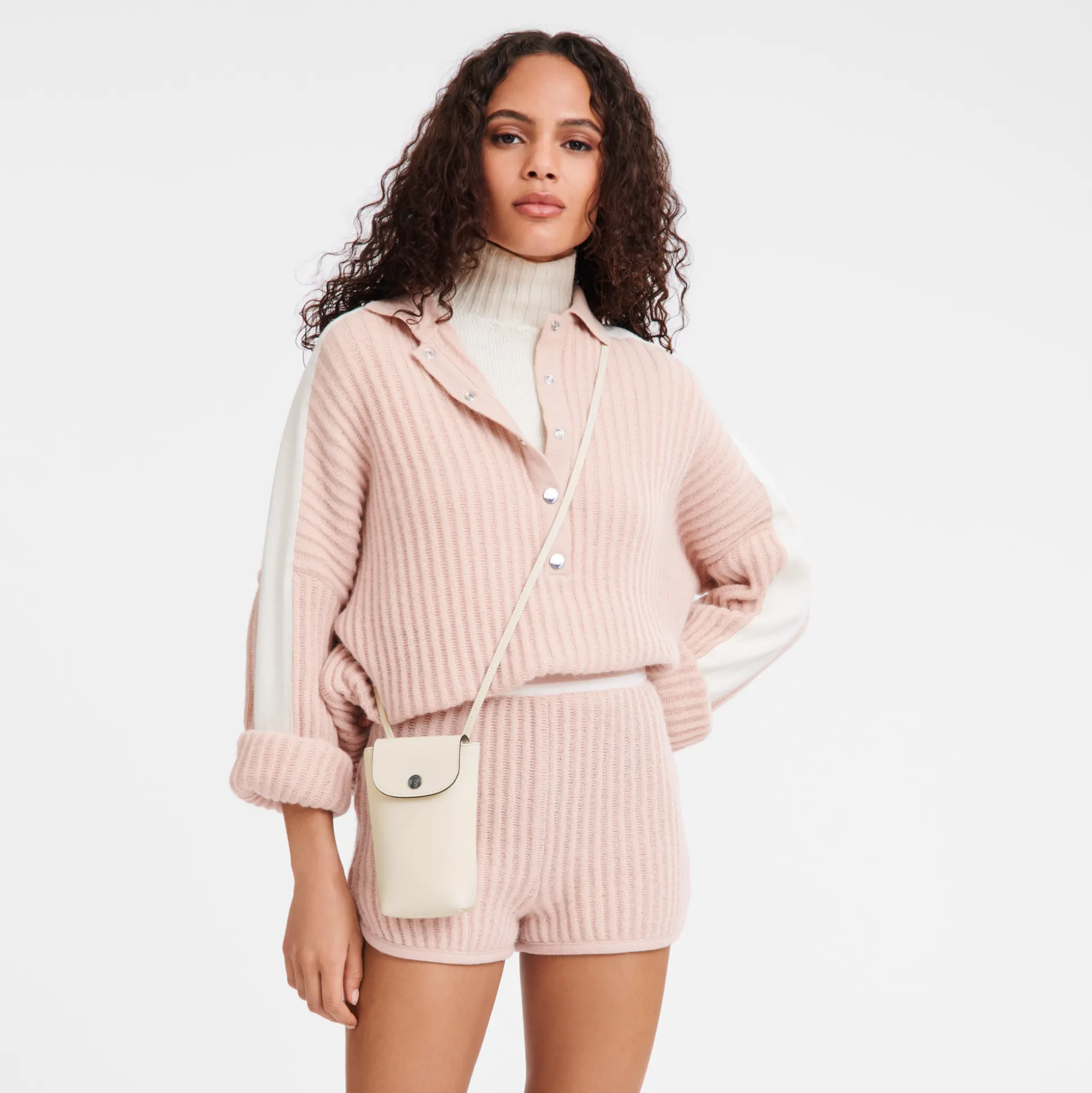 Cheap Longchamp Custodia per cellulare con laccio in cuoio Greggio