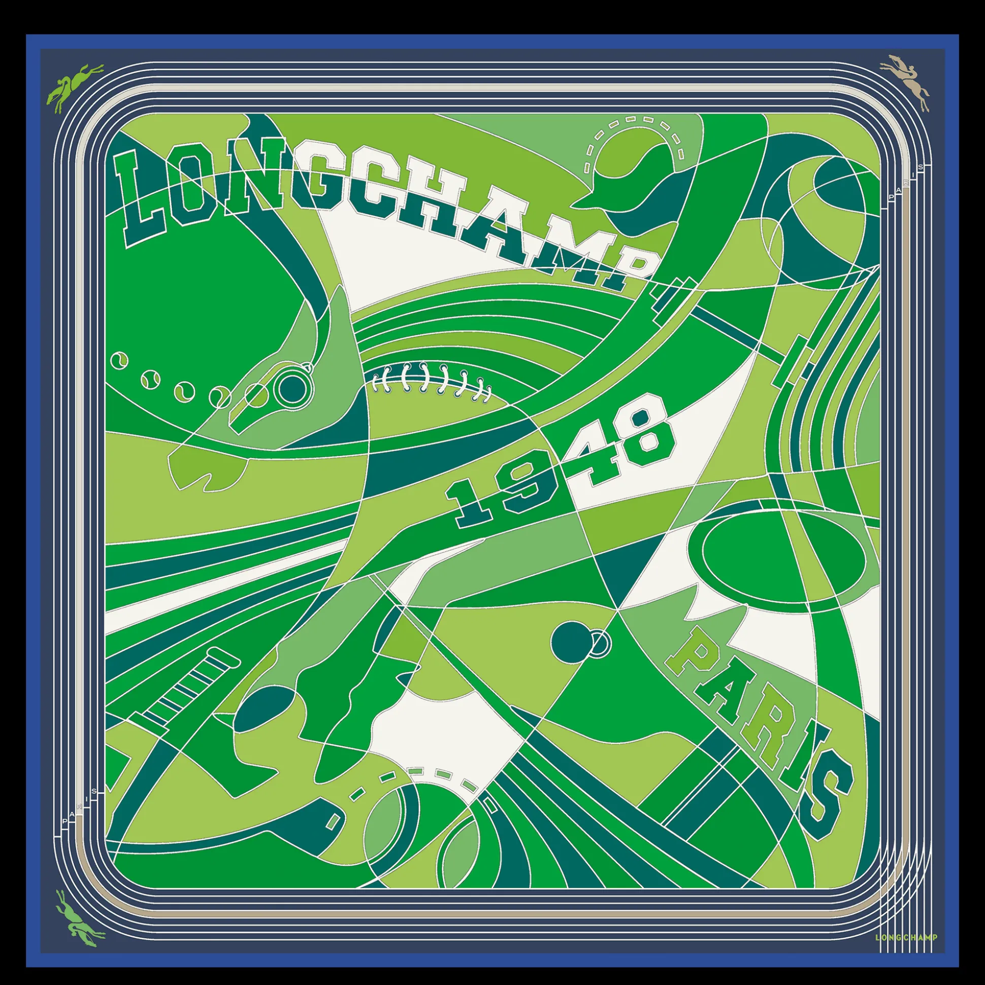 Cheap Longchamp Foulard di seta 90 Campionato Seta - Verde