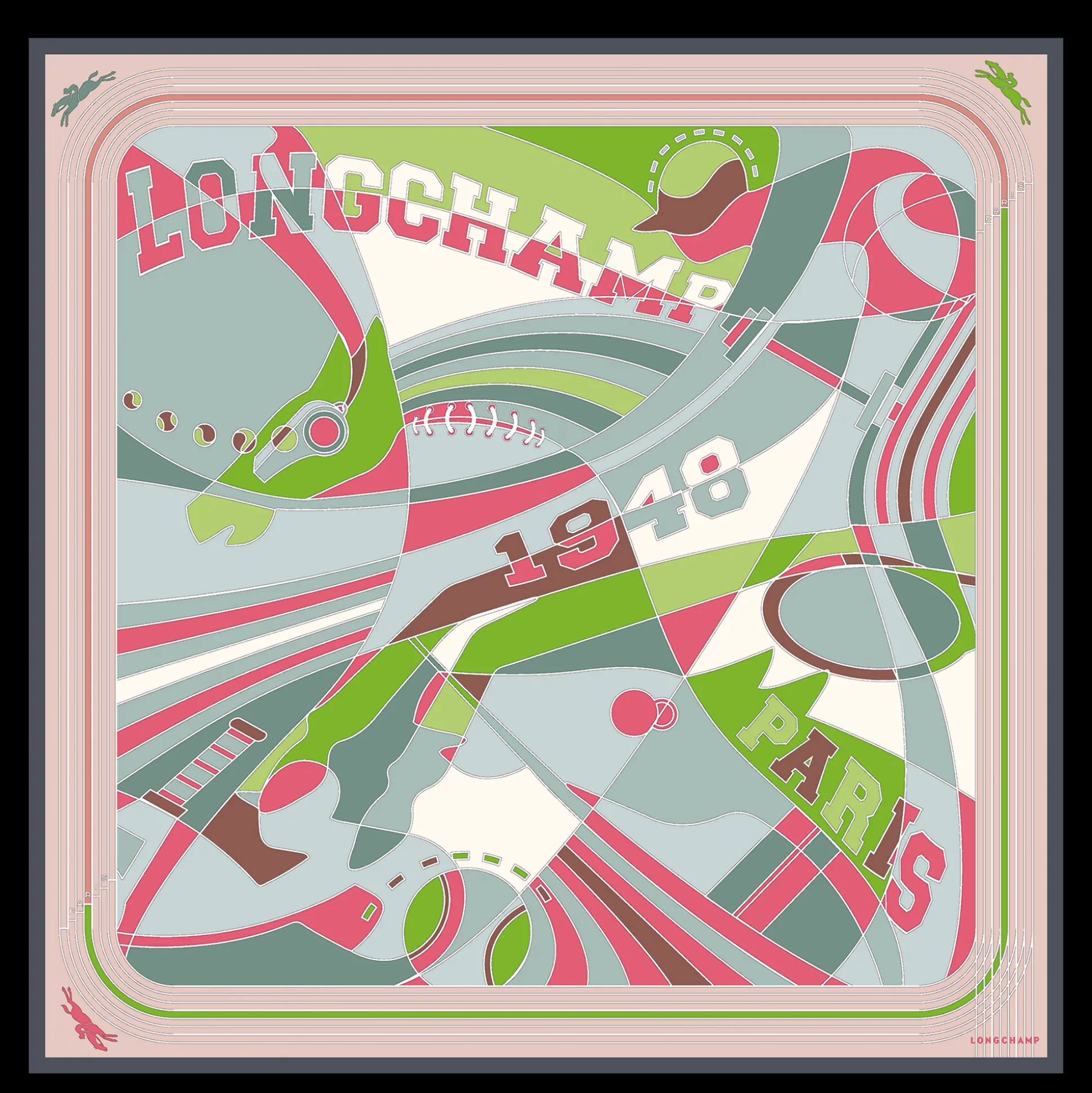 Hot Longchamp Foulard di seta 90 Campionato Seta - Verde Pallido VerdePallido