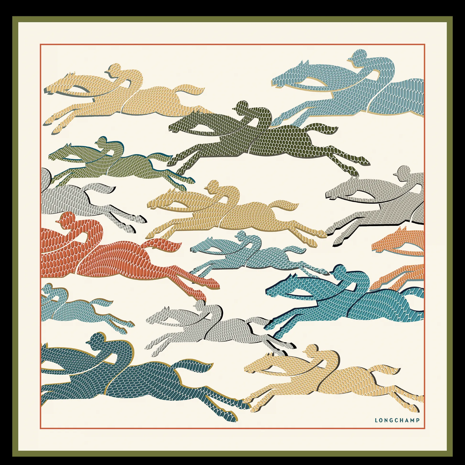 Store Longchamp Foulard di seta 70 Corsa Seta - Greggio