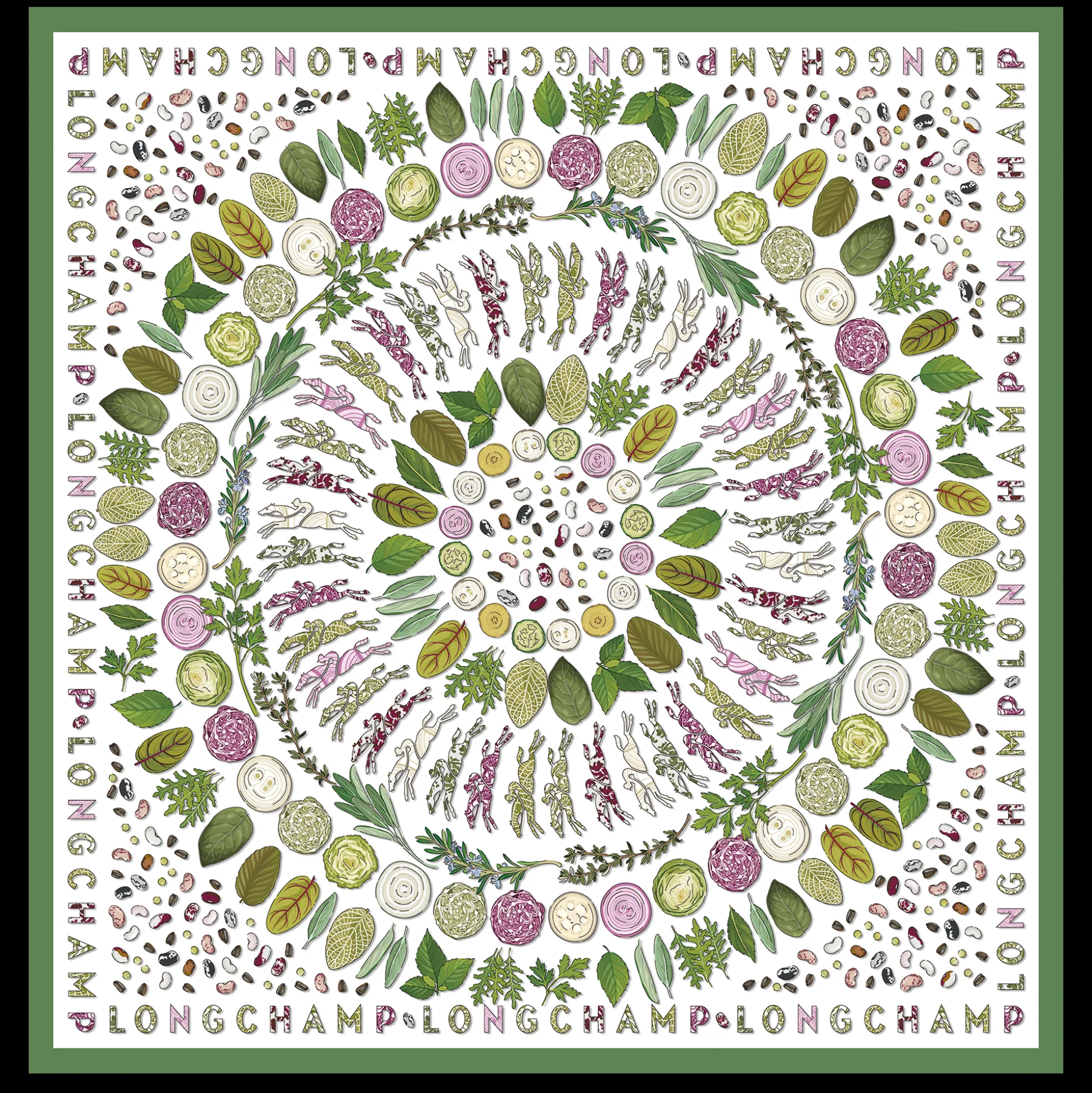 Best Longchamp Foulard di seta 90 Erbario OTHER - Verde