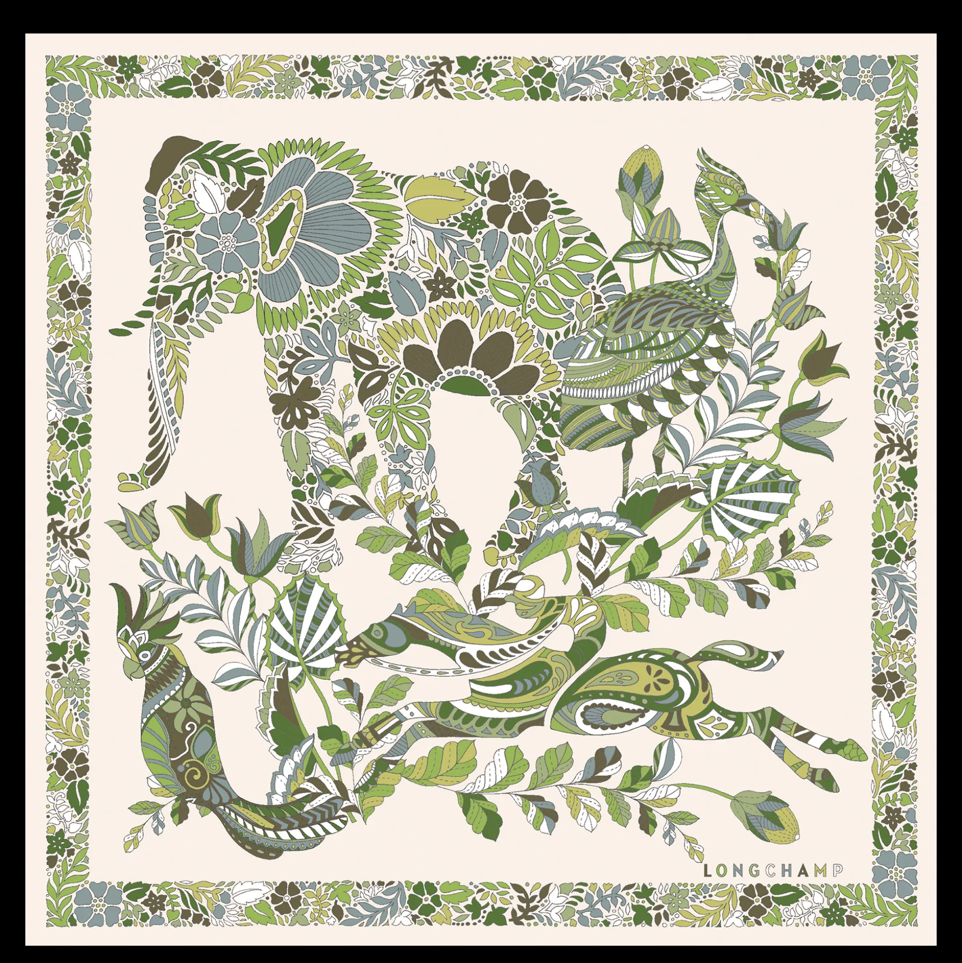 Shop Longchamp Foulard di seta 50 Forêt OTHER - Alloro