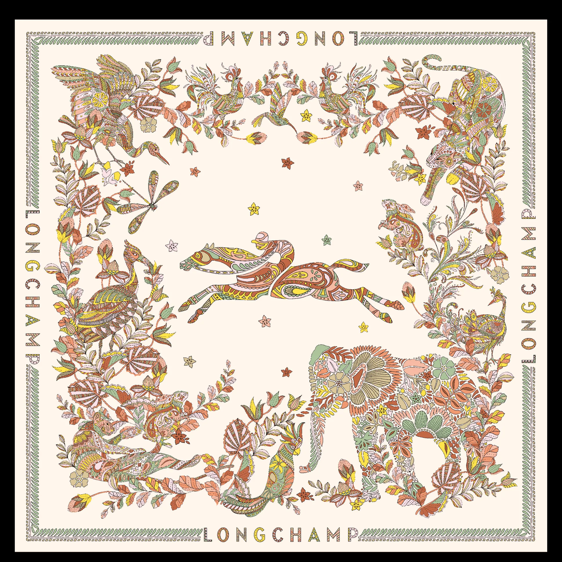 Discount Longchamp Foulard di seta 90 Forêt OTHER - Greggio