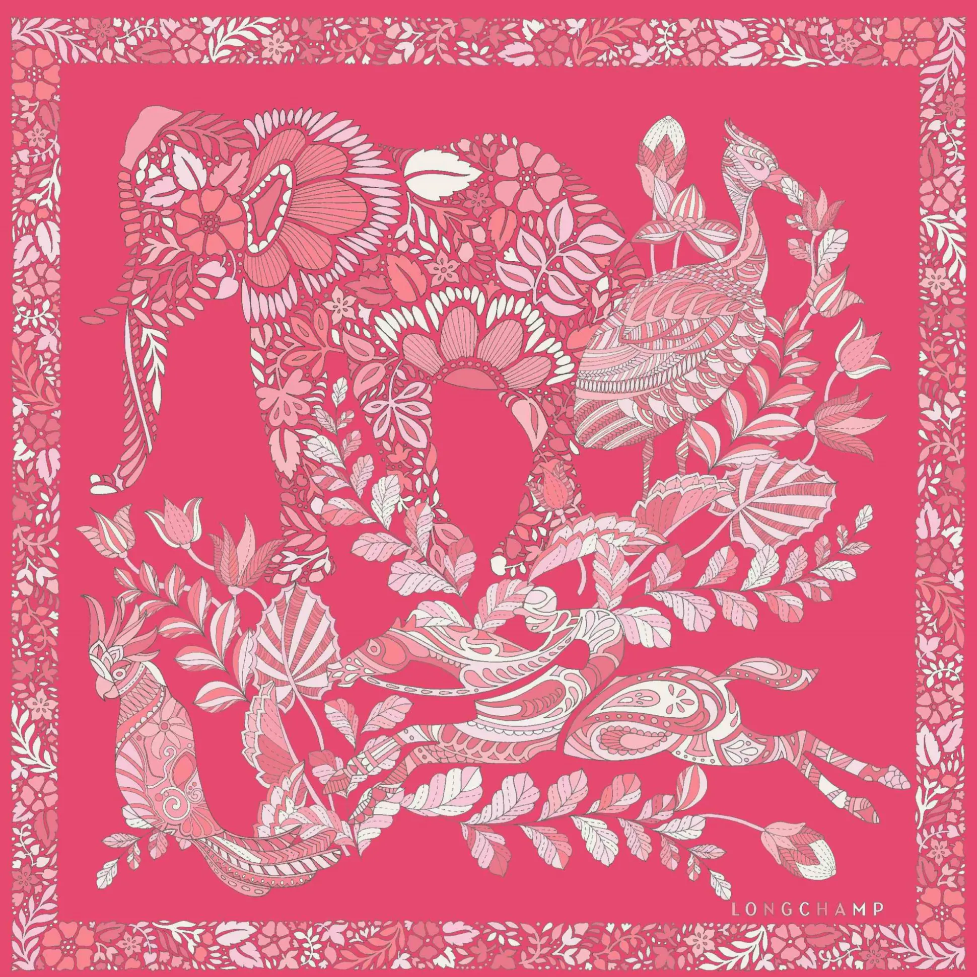 Best Sale Longchamp Foulard di seta 50 Forêt OTHER - Rosa