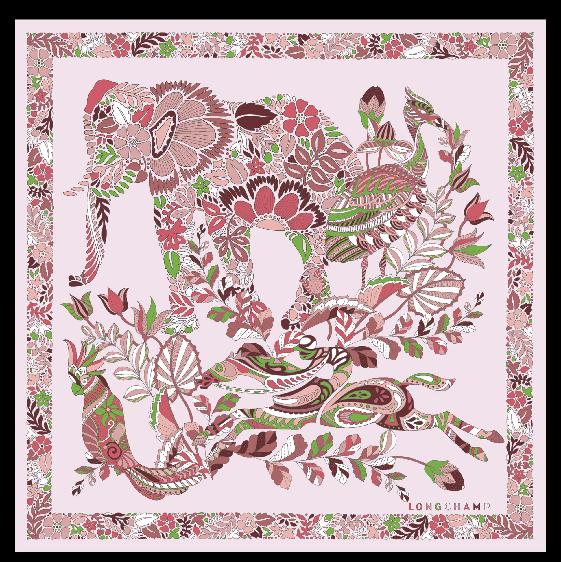 Fashion Longchamp Foulard di seta 50 Forêt Seta - Beige Pelle BeigePelle