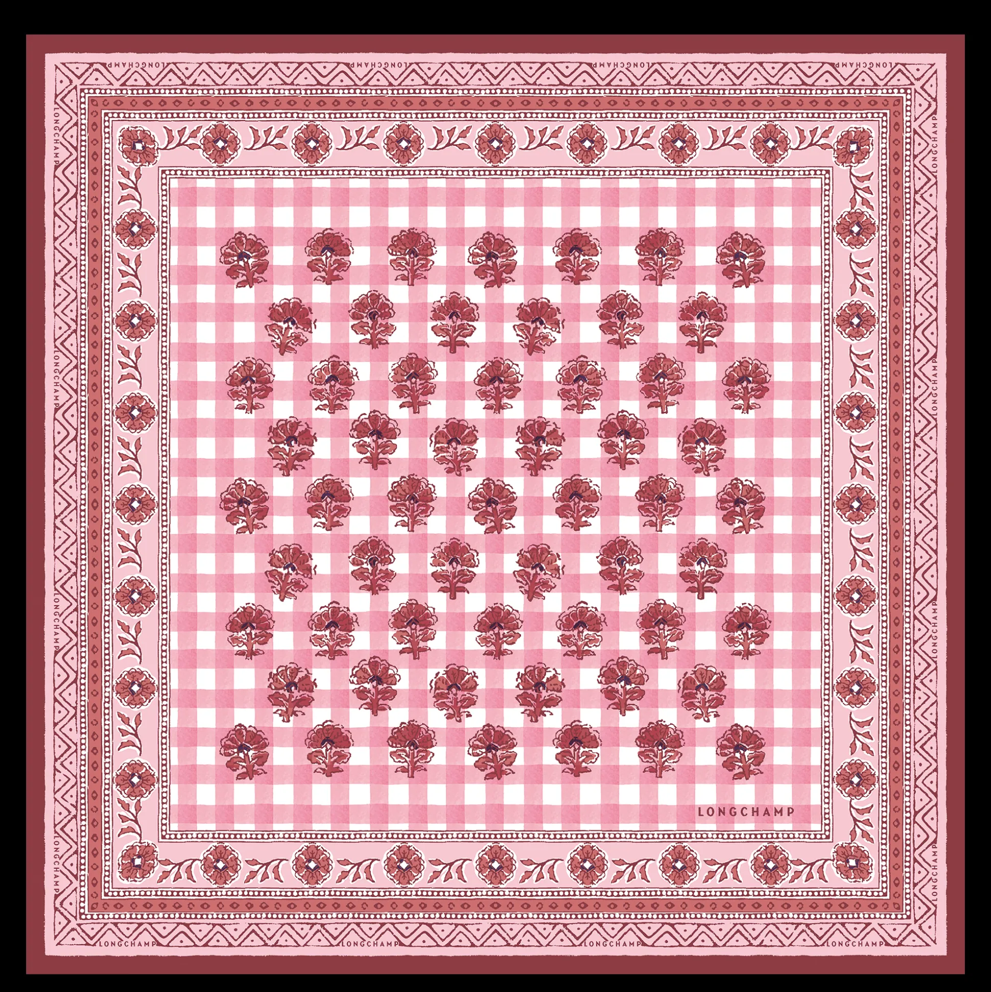 Clearance Longchamp Foulard di seta 50 Fuga bucolica OTHER - Blush