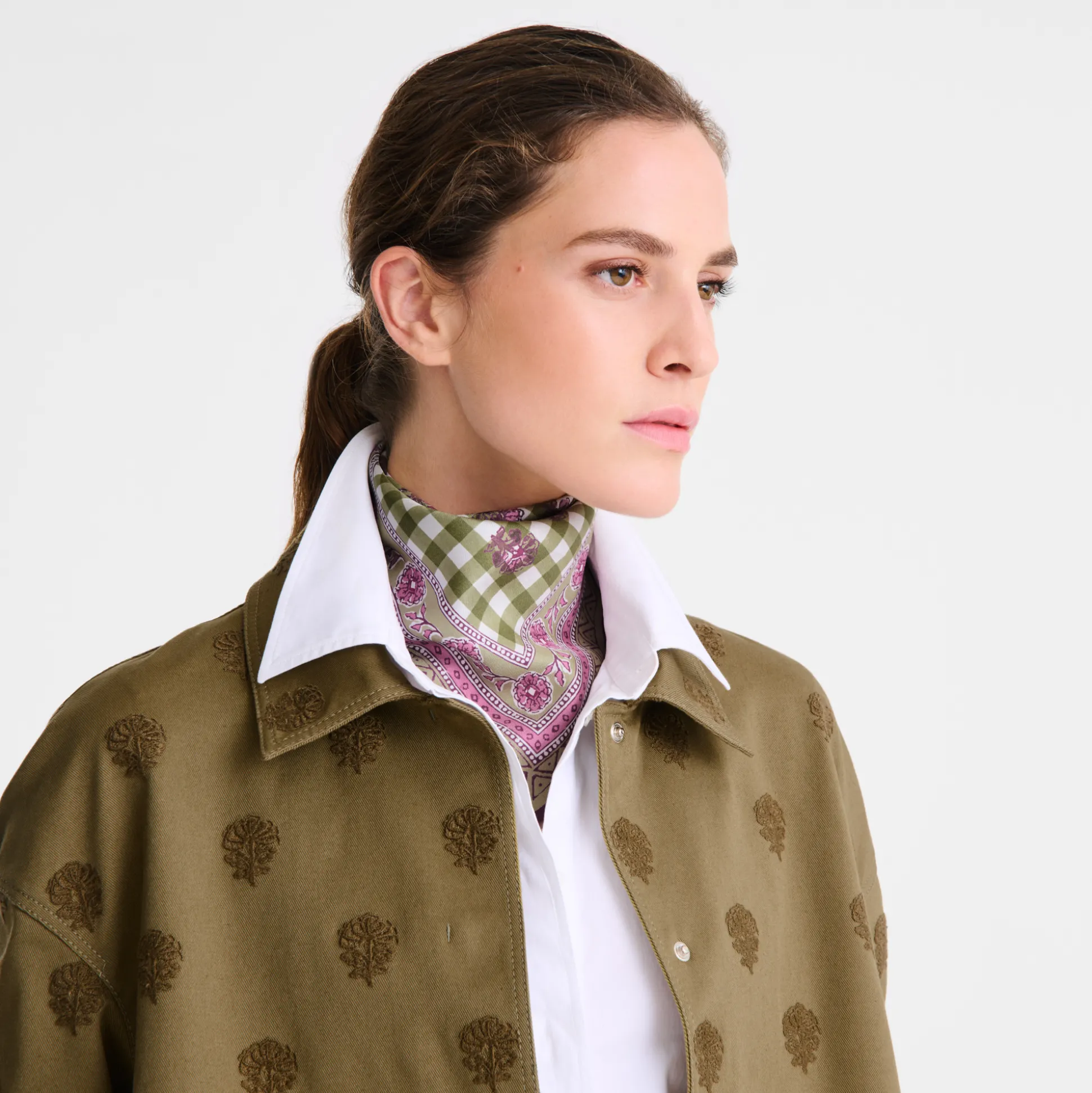 New Longchamp Foulard di seta 50 Fuga bucolica OTHER - Carciofo