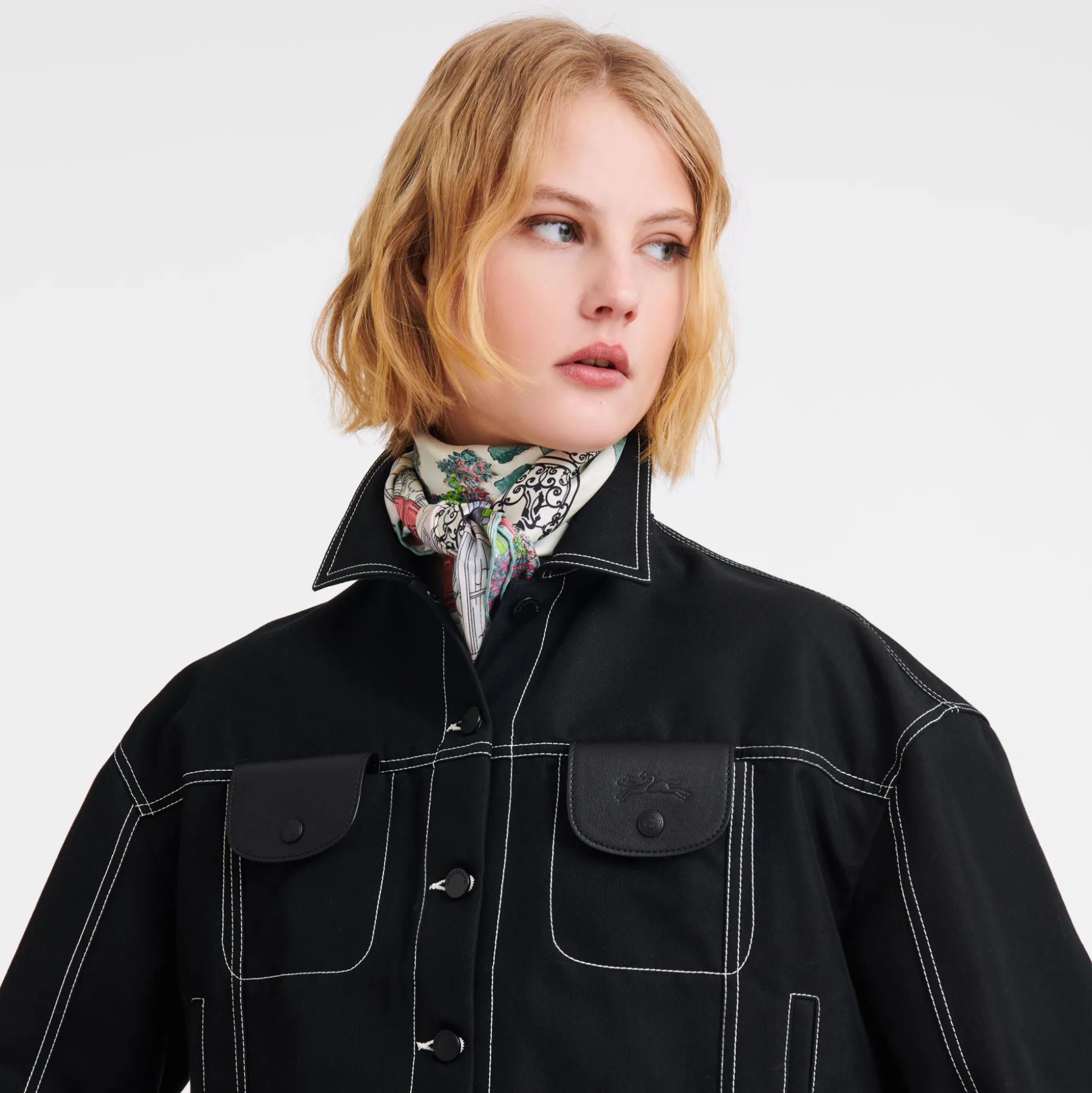 Store Longchamp Foulard di seta 90 Giardino parigino Seta - Verde Pallido VerdePallido