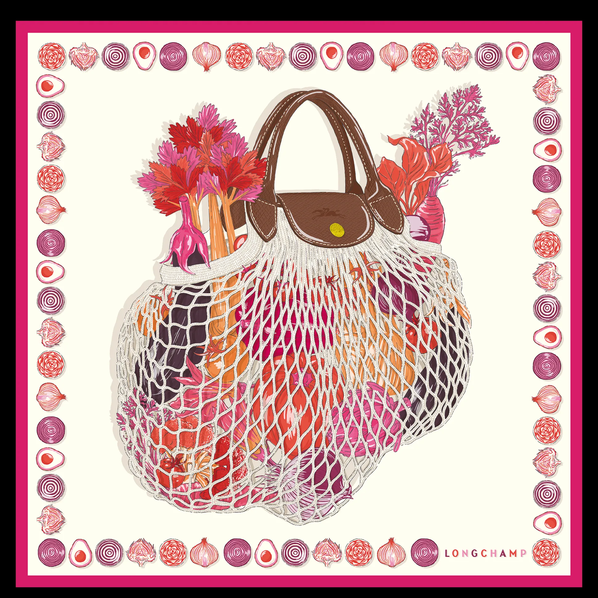 Best Longchamp Foulard di seta 70 La borsa Gourmet Mesh OTHER - Rosa
