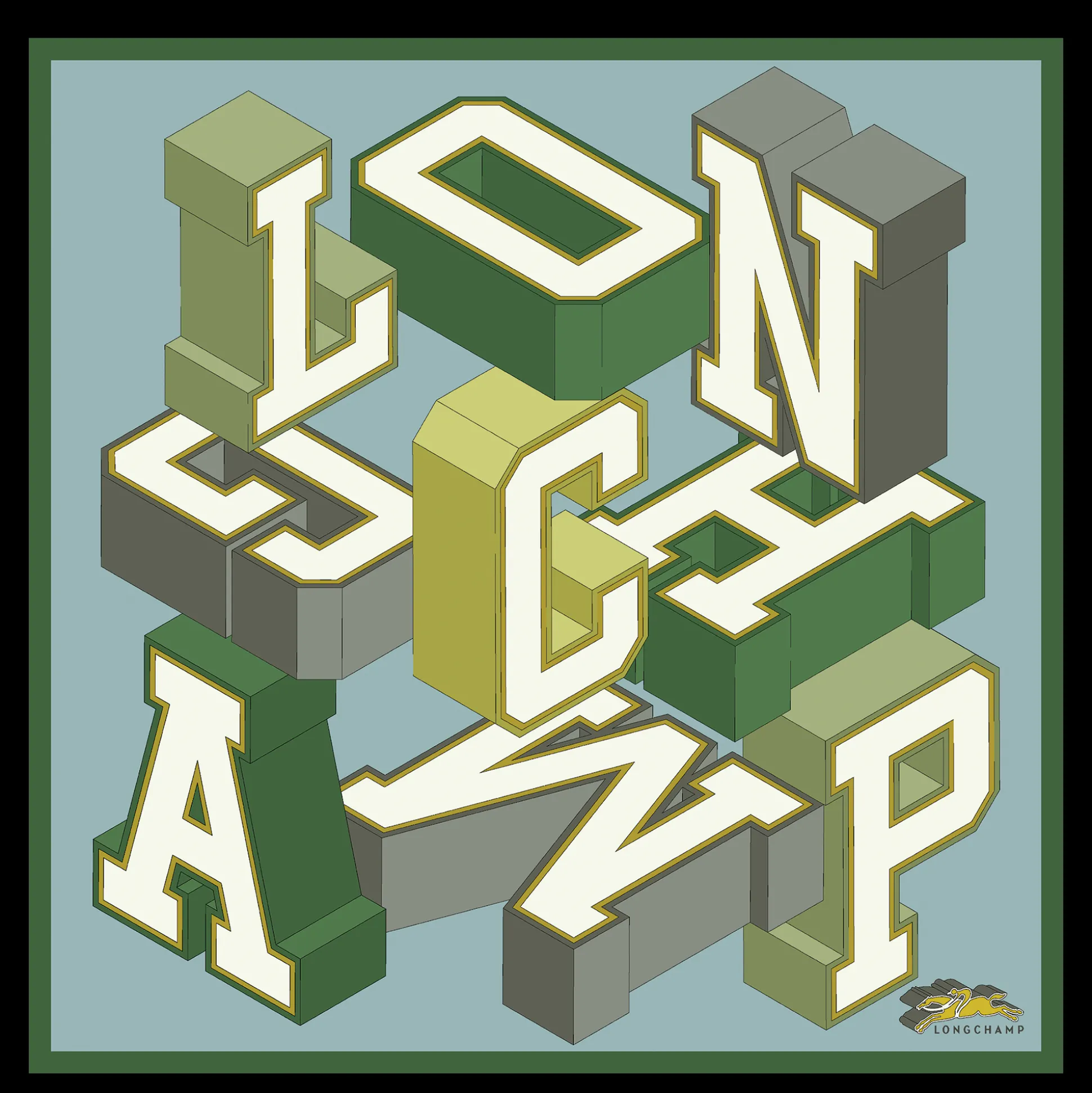 Fashion Longchamp Foulard di seta 70 University OTHER - Verbena