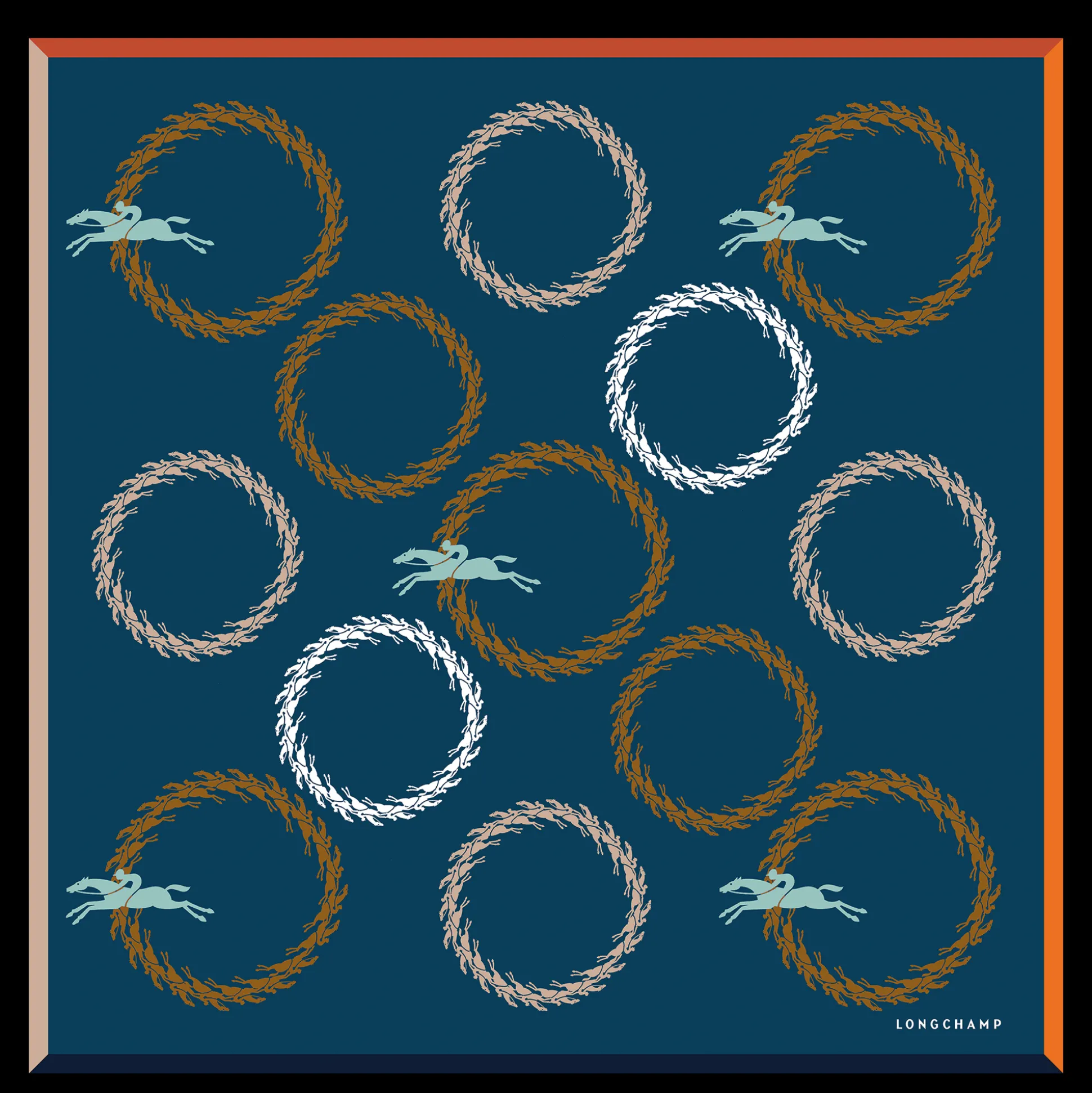 Discount Longchamp Foulard di seta 50 Maneggio Seta - Marine