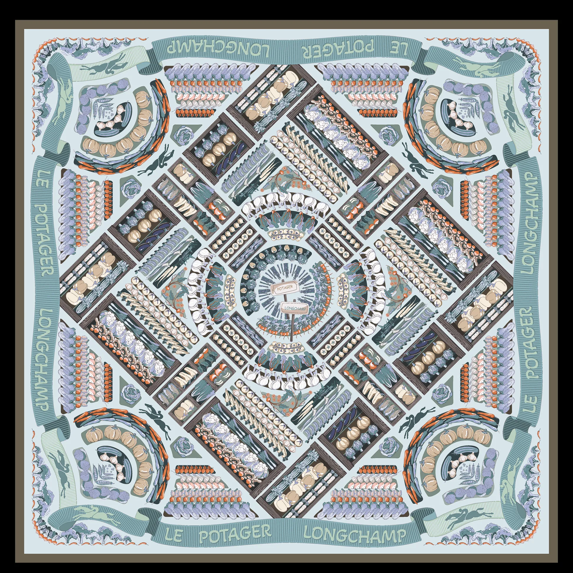 Best Longchamp Foulard di seta 90 Orto OTHER - Marine