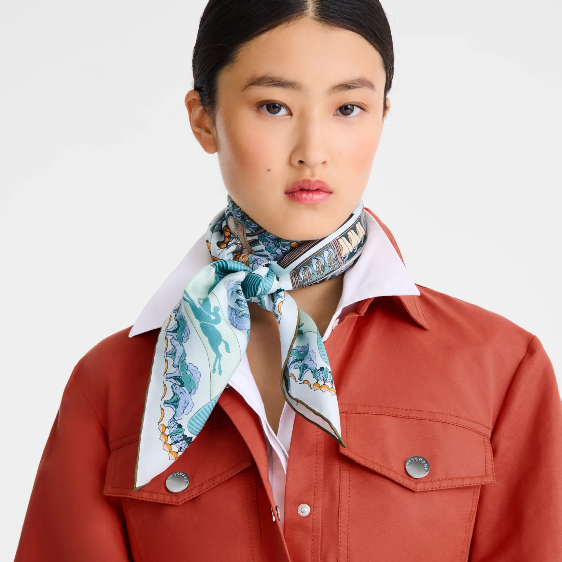Best Longchamp Foulard di seta 90 Orto OTHER - Marine