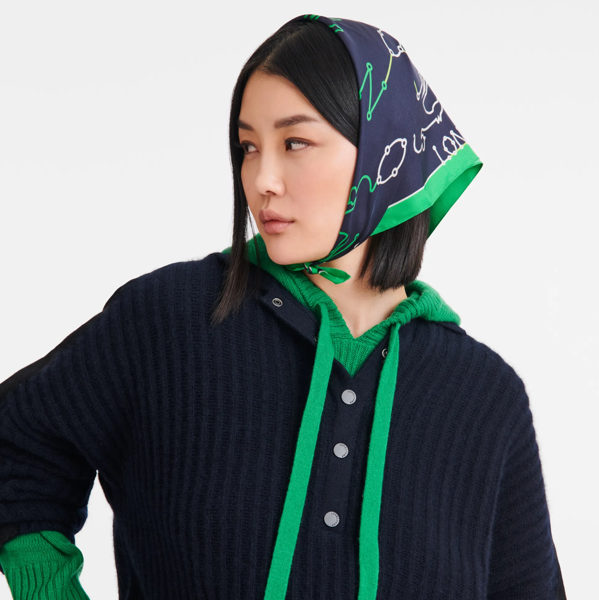 Cheap Longchamp Foulard di seta 50 Percorsi Seta - Marine