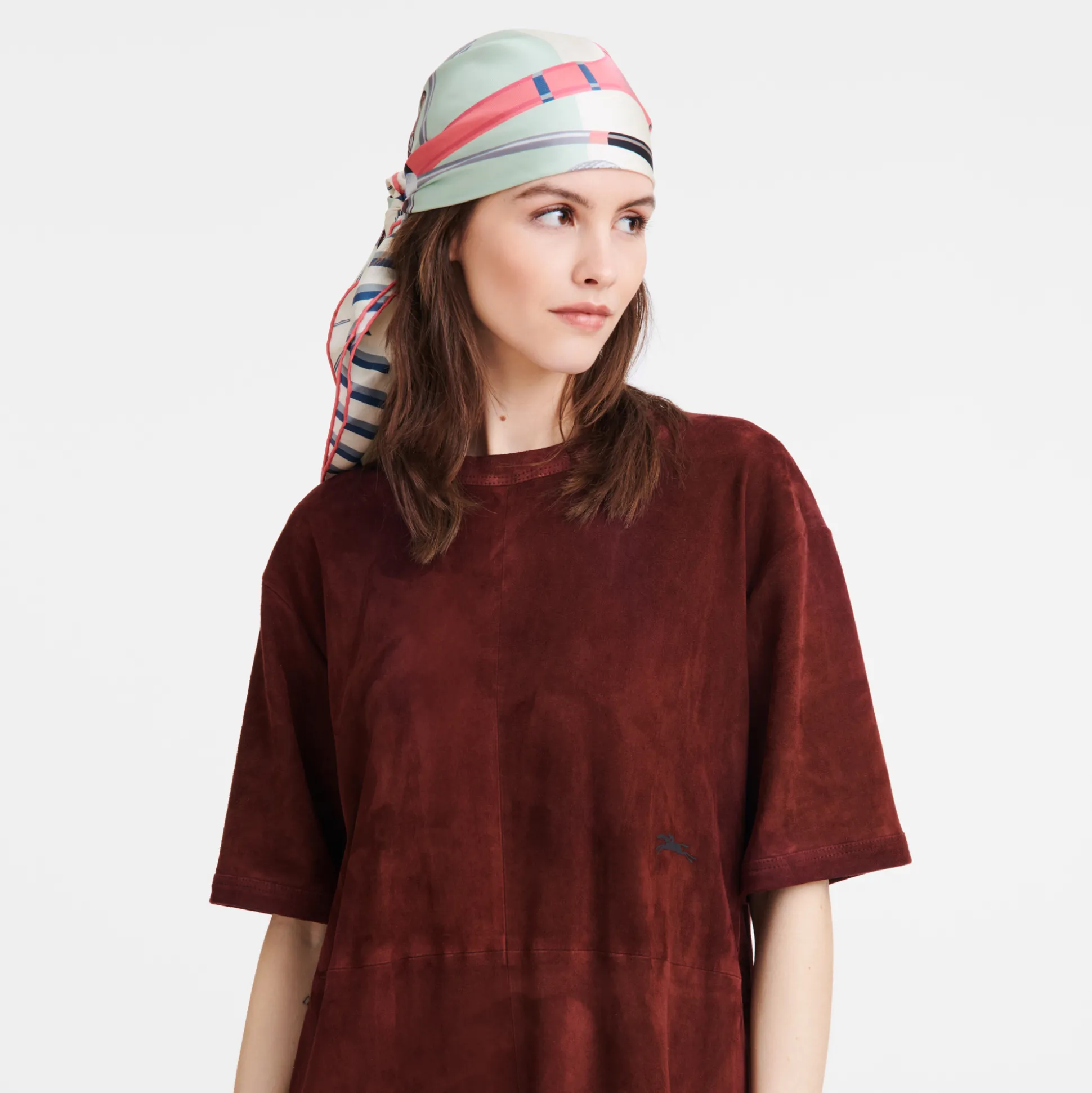 Discount Longchamp Foulard di seta 90 Portamazze Seta - Amaranto