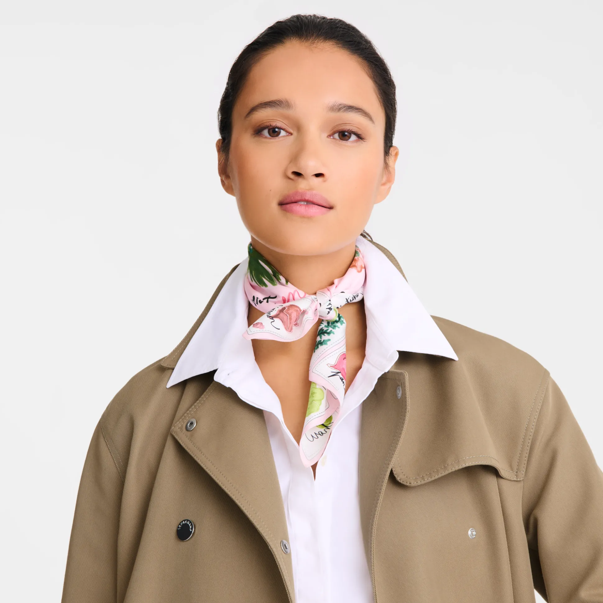 Best Sale Longchamp Foulard di seta 50 Rosa e verde OTHER - Ballerina