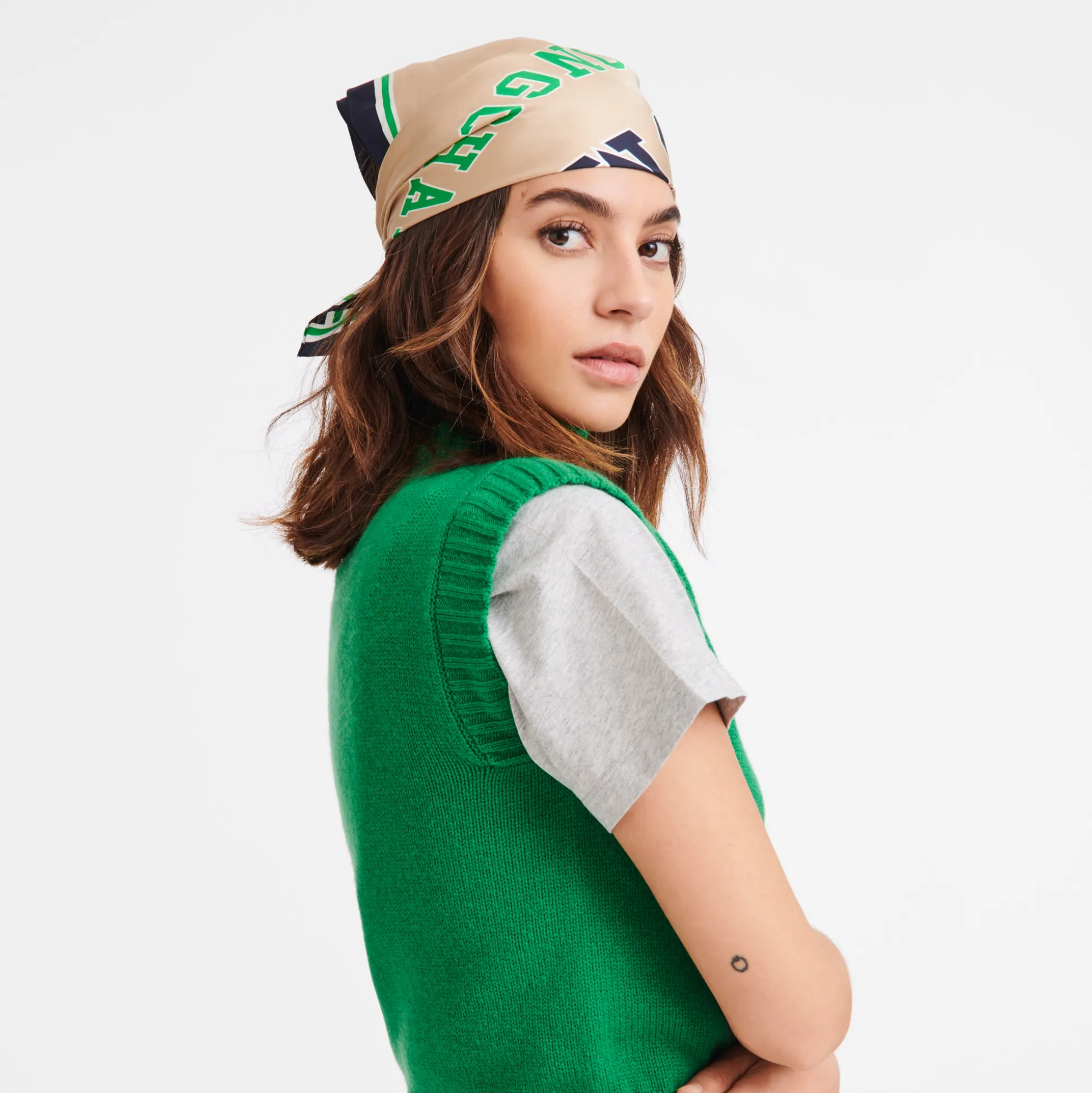 Clearance Longchamp Foulard di seta 50 Team Seta - Beige