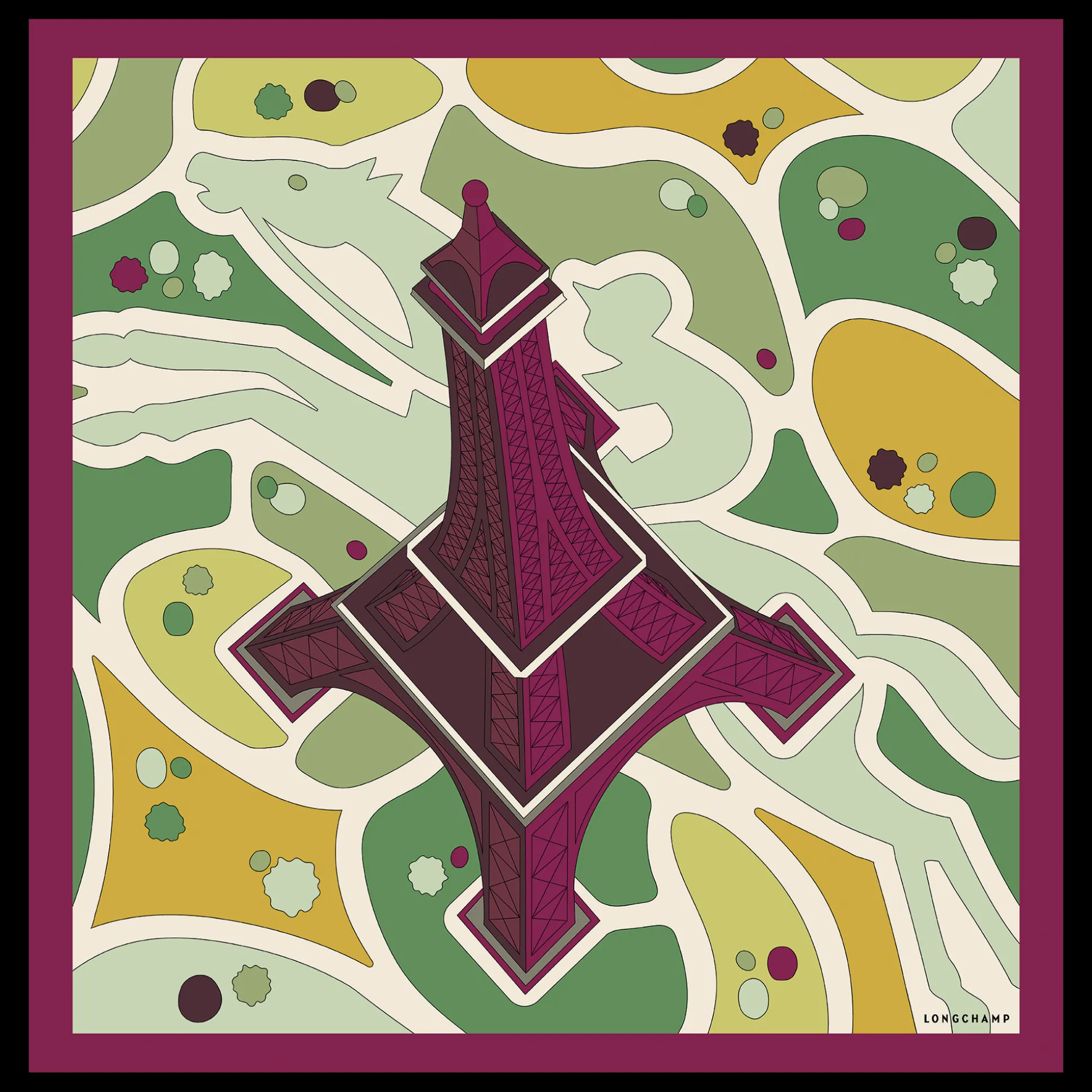 Best Longchamp Foulard di seta 70 Torre equestre OTHER - Barbabietola