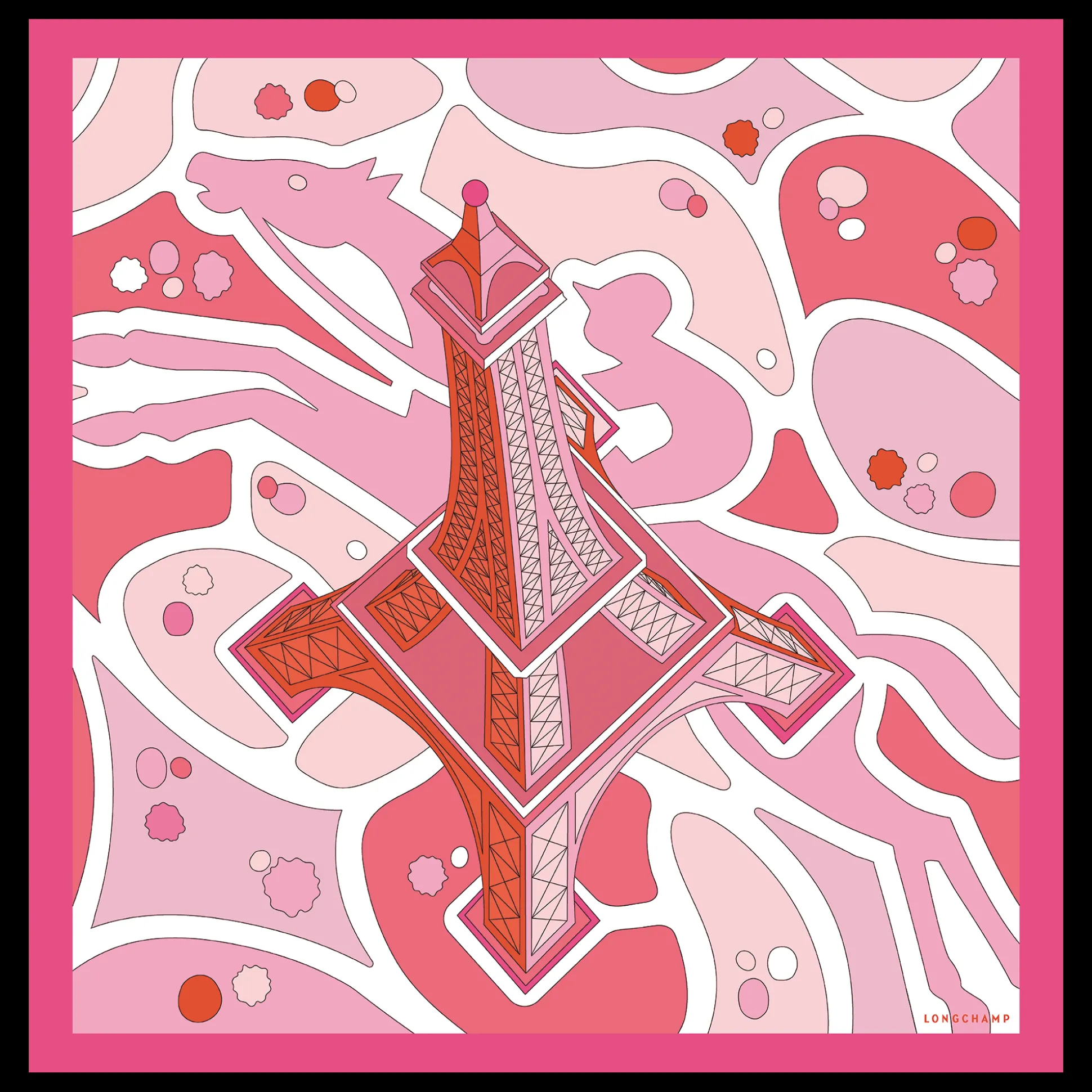 Cheap Longchamp Foulard di seta 70 Torre equestre OTHER - Rosa