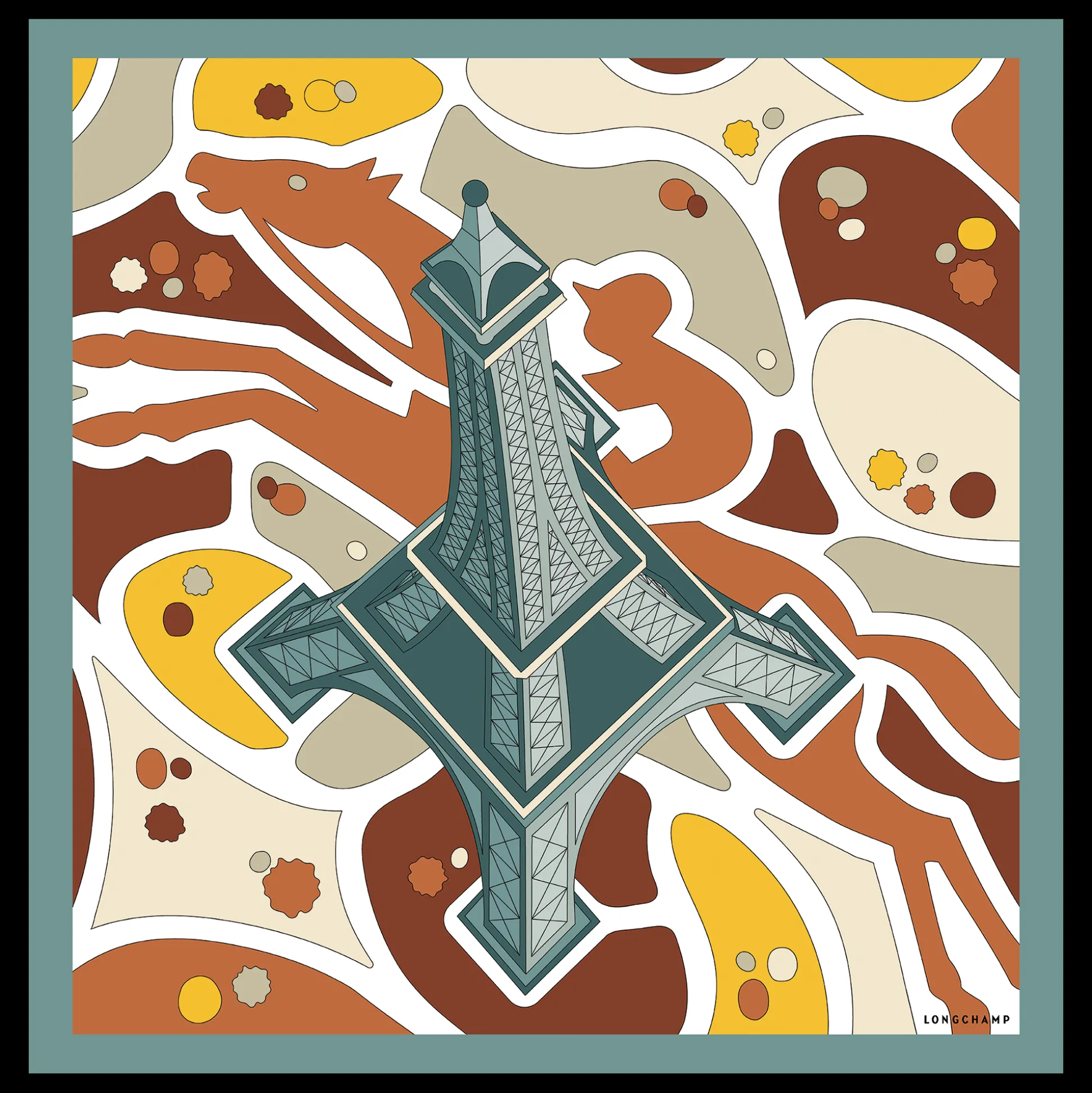 Cheap Longchamp Foulard di seta 70 Torre equestre OTHER - Verbena