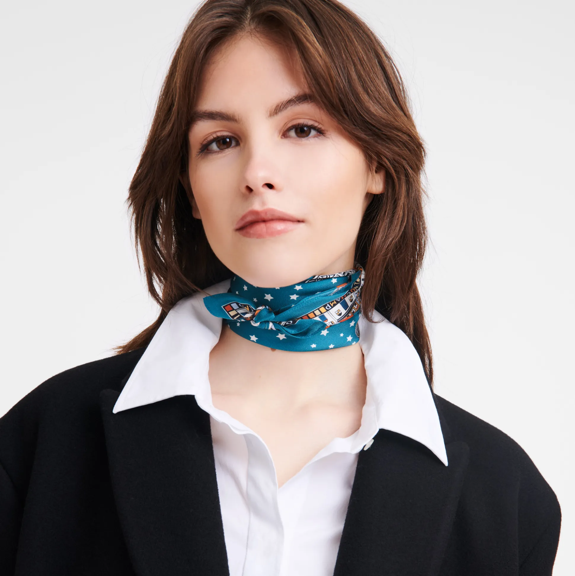 New Longchamp Foulard di seta 50 Tour Eiffel Noël Seta - Pavone