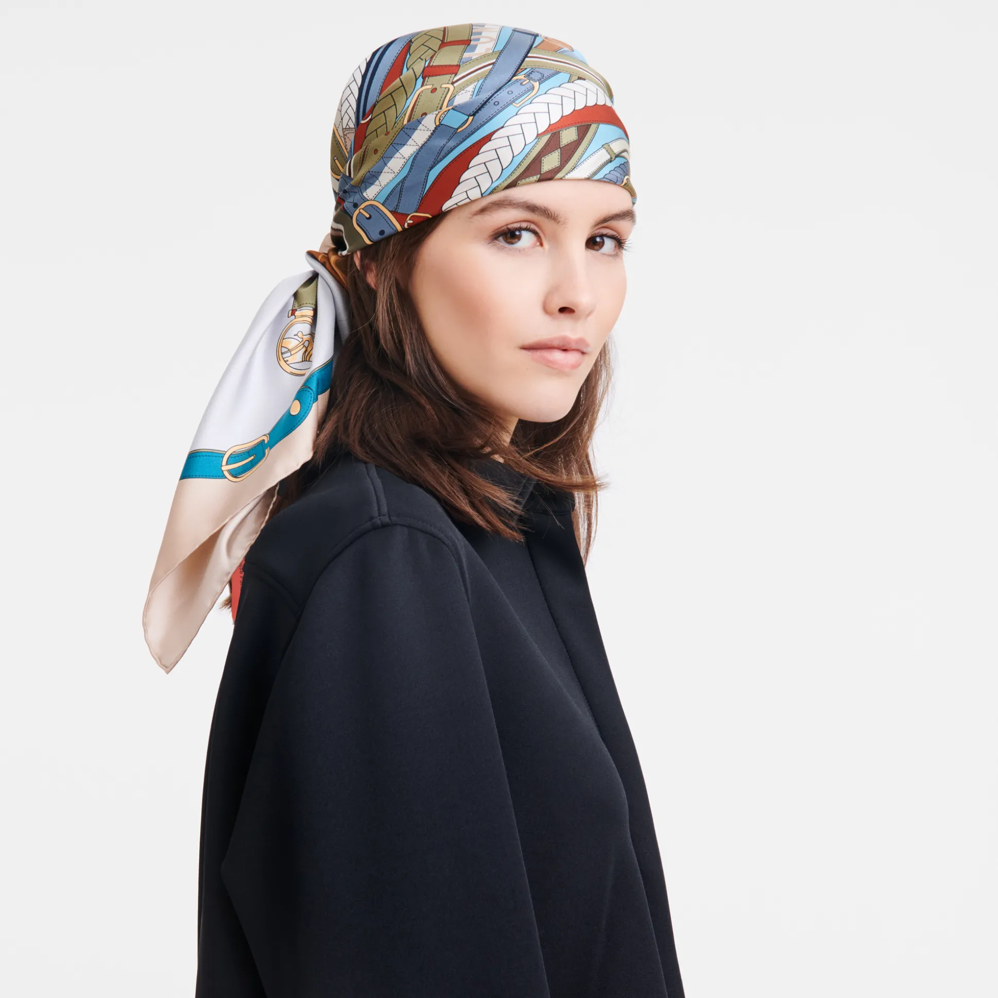 Store Longchamp Foulard di seta 90 Tête de cheval Seta - Verde Pallido VerdePallido