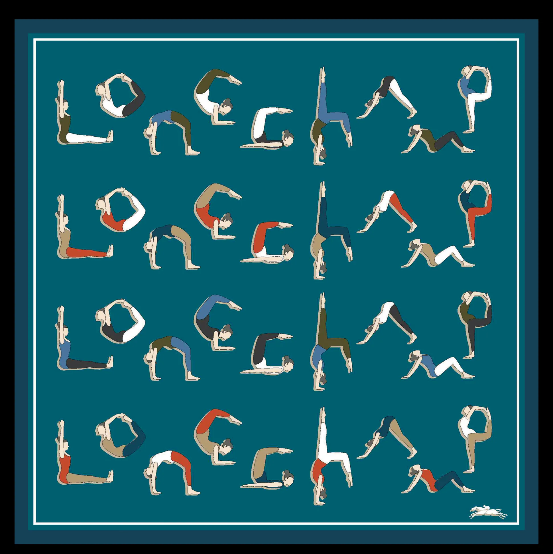 Store Longchamp Foulard di seta 50 Yoga Seta - Pavone